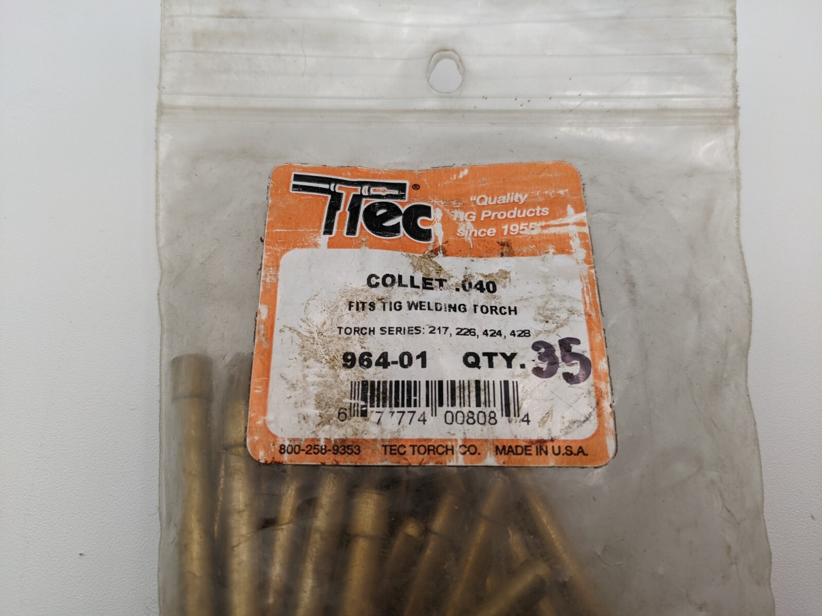 35 Pcs Tec 964-01 Collet Size .040″ Series 217 226 424 428 TIG Torch Consumable