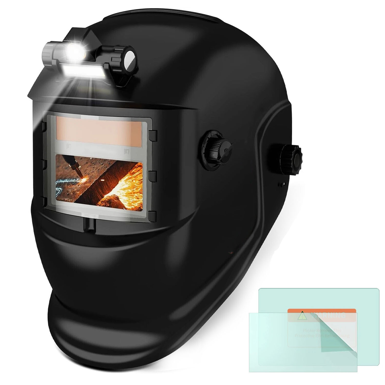 Solar Powered True Color Auto Darkening Welding Helmet w/Light for TIG MIG ARC