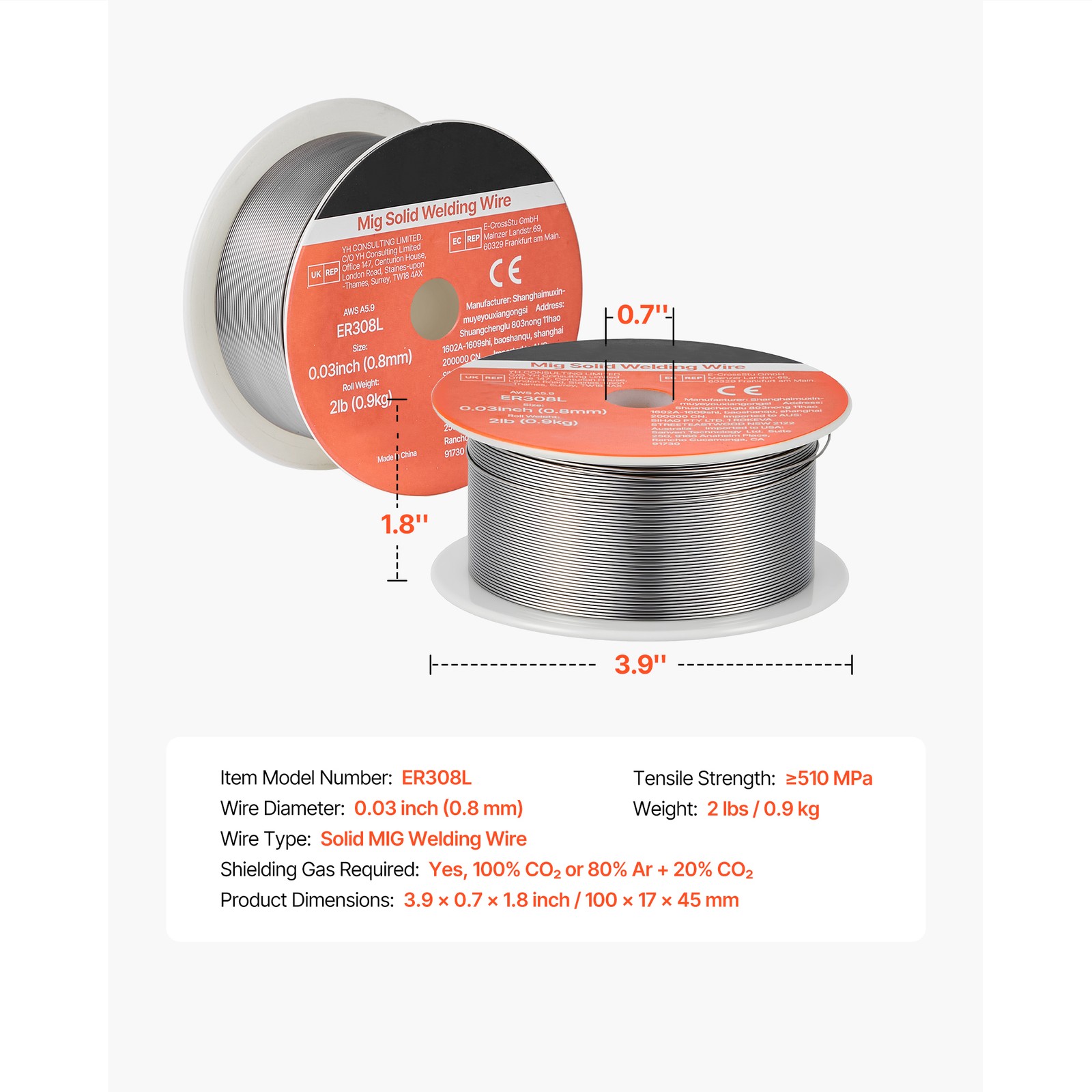 Uimoso Solid MIG Welding Wire ER308L 0.03-inch 2 lbs Stainless Steel Wire