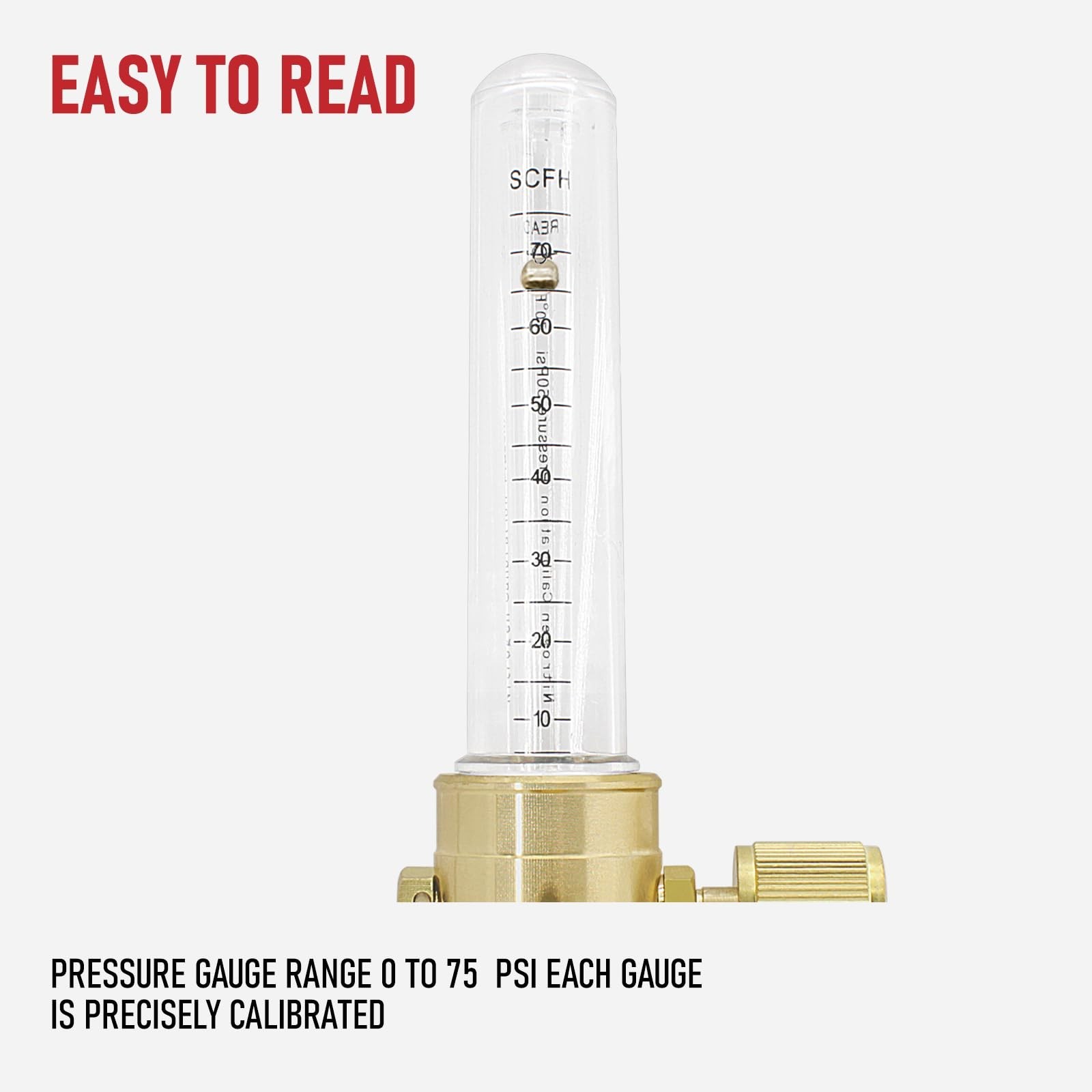 Nitrogen Flow Indicator 1/4″ SAE Flare Inlet/Outlet, 50 PSI Pressure Gauge