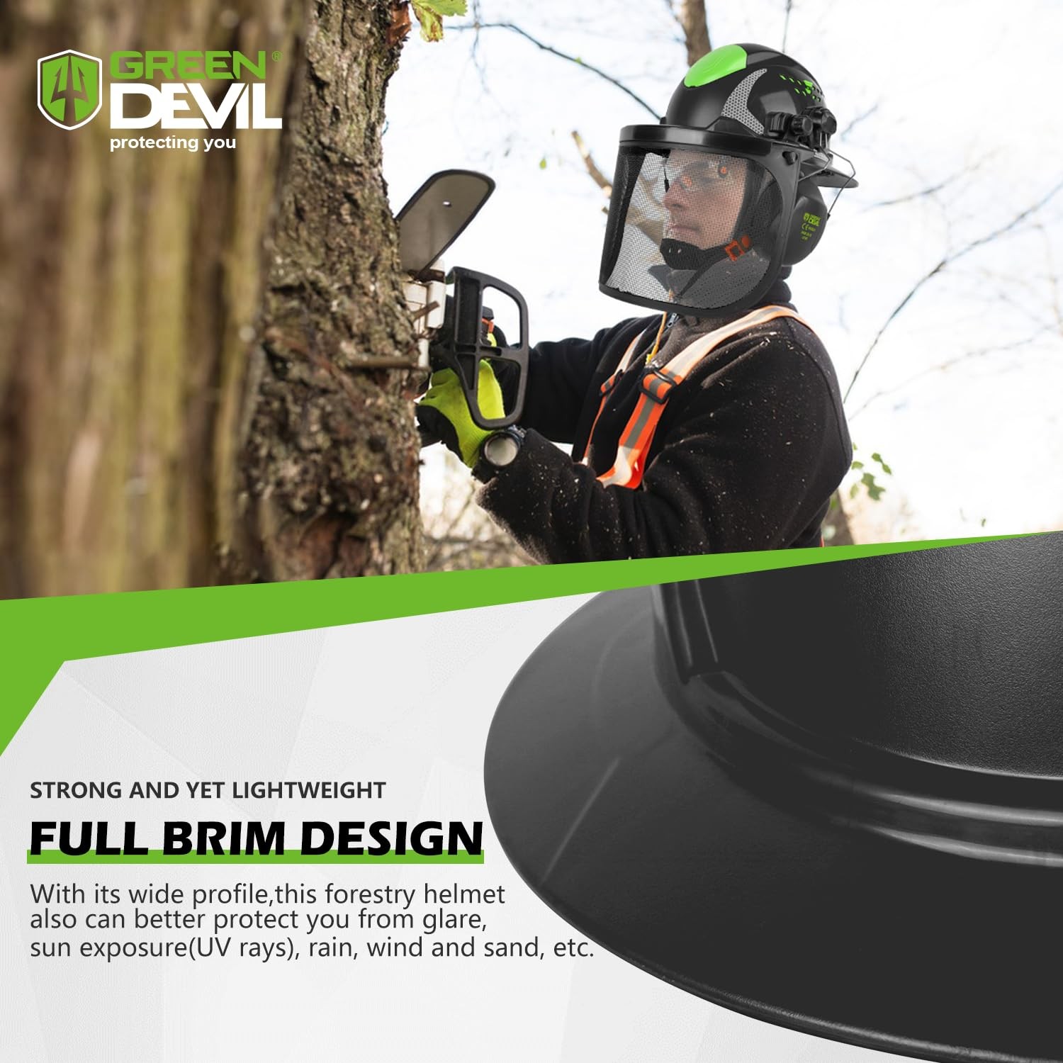 GREEN DEVIL One Size, Black with Clear Built-in Visor and Mesh Face Shield