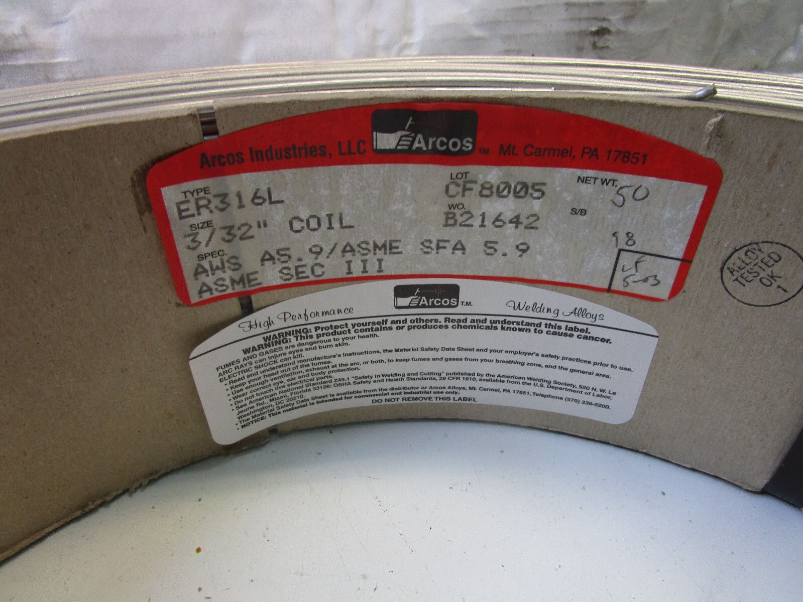 ER316L – 3/32 = 50LB. COIL ROLL – STAINLESS