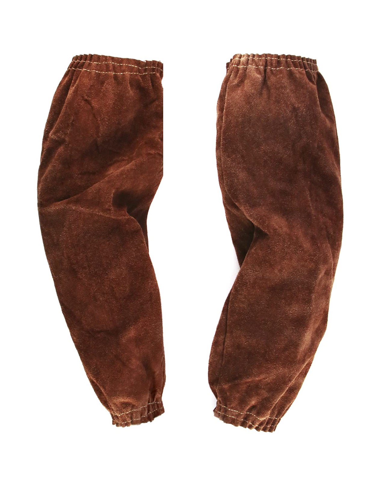 QWORK Leather Welding Sleeves, Safety Heat Resistant Arm One Size, Brown