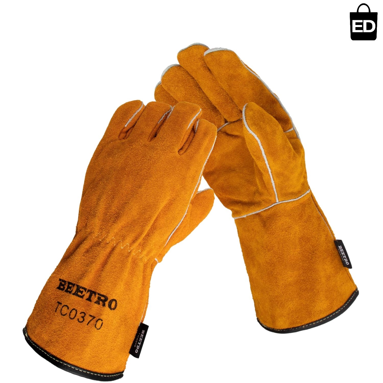 Durable Welding Gloves 1 Pair: Ambidextrous, Flame Retardant with Elastic Wrist