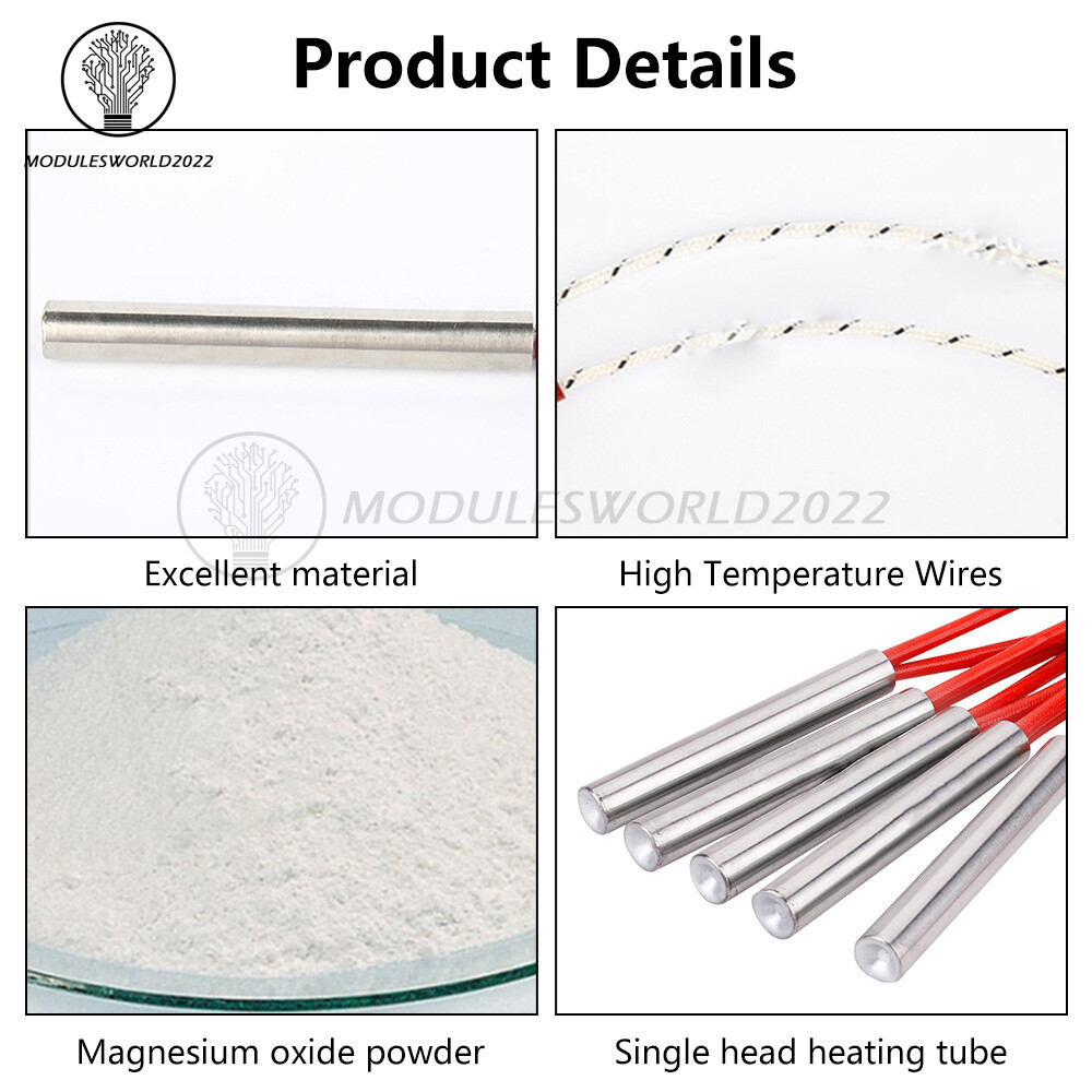 1X Mold Stainless Steel Single Head Heating Tube Element 6-10mm AC 220V 100-200W