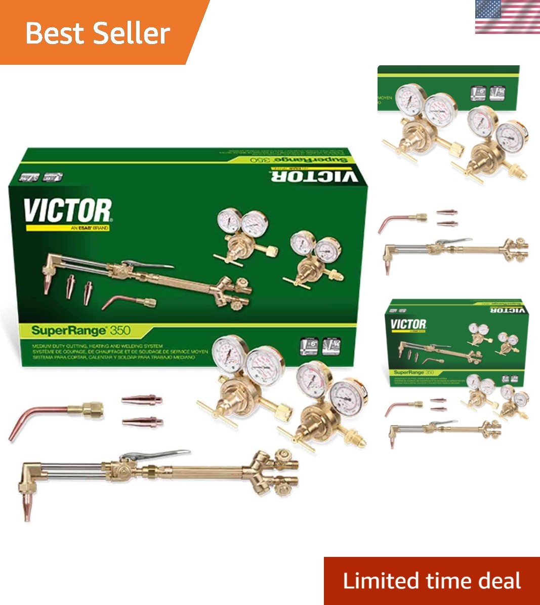 Professional Victor 350 Cutting Torch with Flashback Arrestors and Multiple Tips