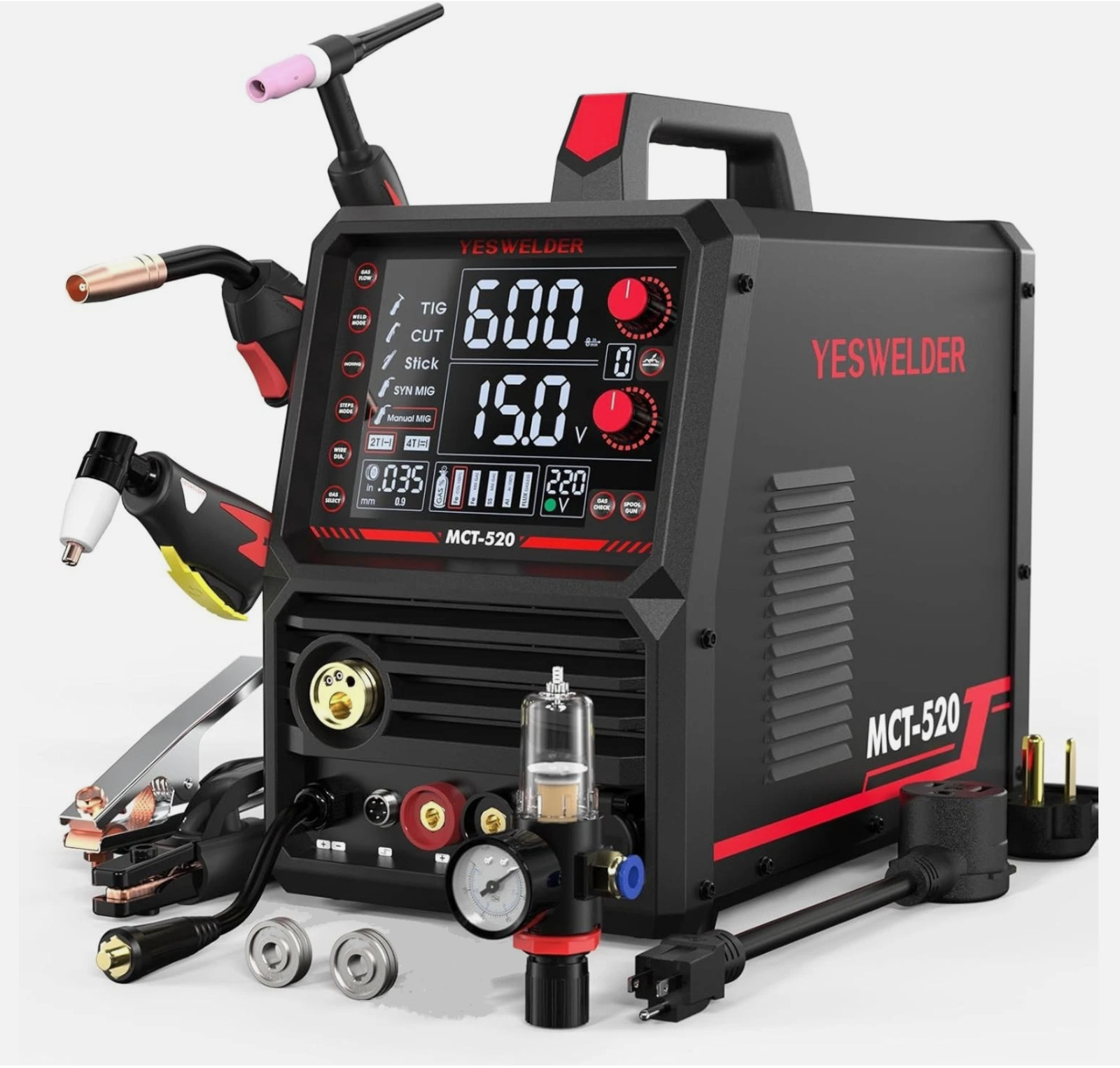 YESWELDER MCT-520 6-in-1 200A MIG/TIG/Stick & 50A Plasma 110V/220V