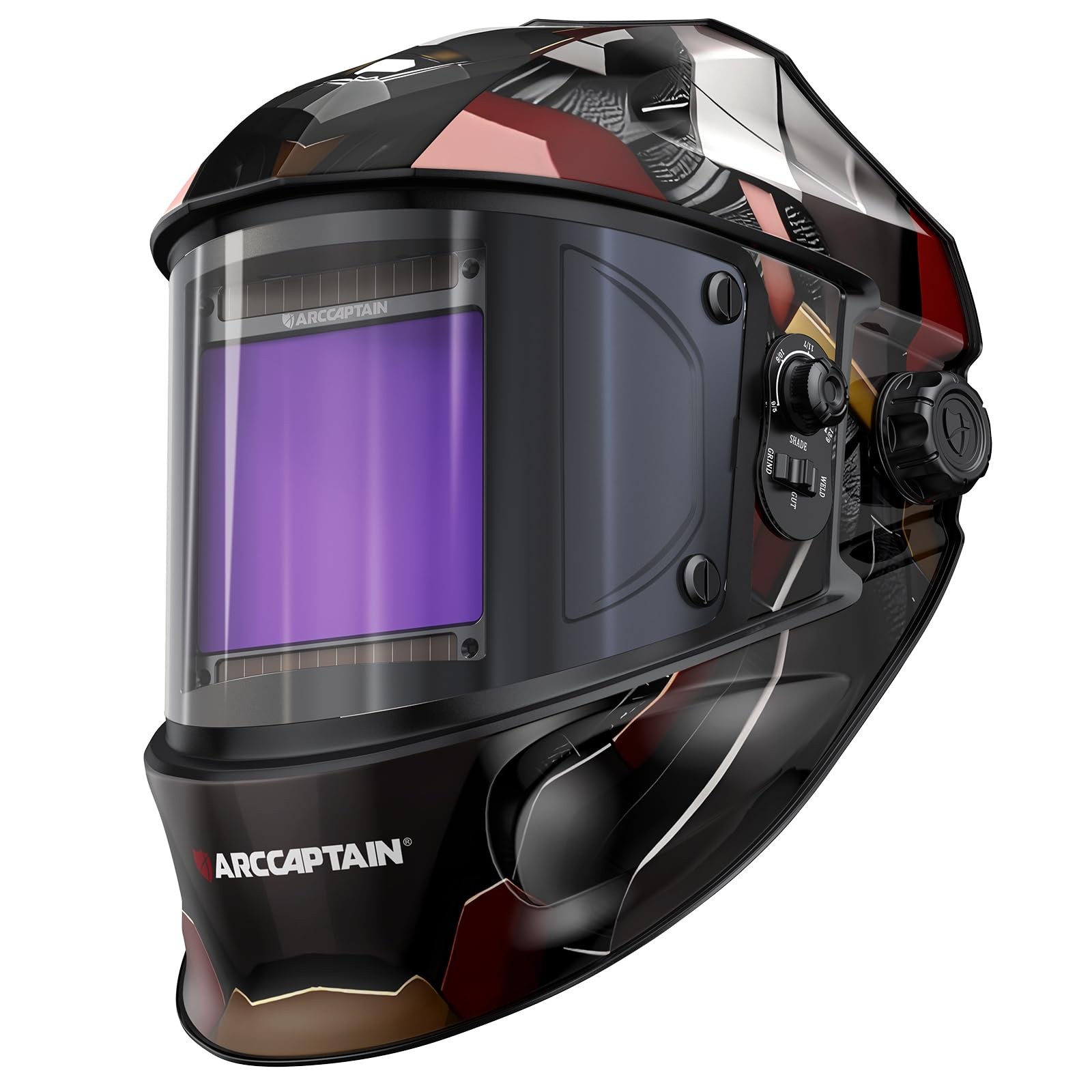 ARCCAPTAIN True Color 1/1/1/1 Solar Power Auto Darkening Welding Helmet -Armour