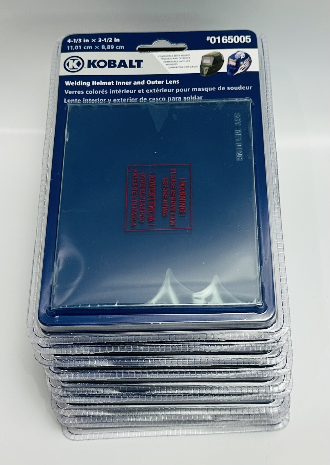 10 Pcs Kobalt Welding Helmet Inner/Outer Lens 0165005 4-1/3” X 3-1/2” Clear Lens