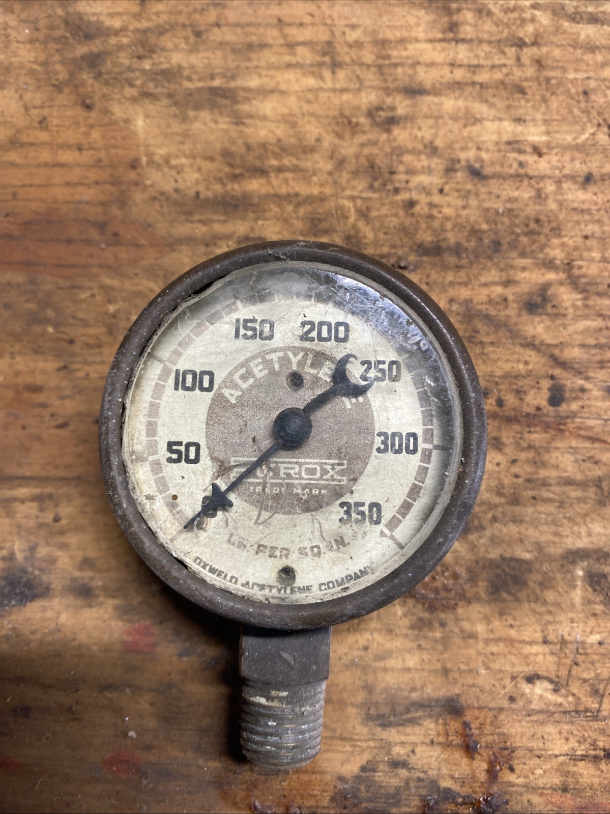 Vintage PUROX Acetylene Pressure Gauge Oxweld Acetylene Company