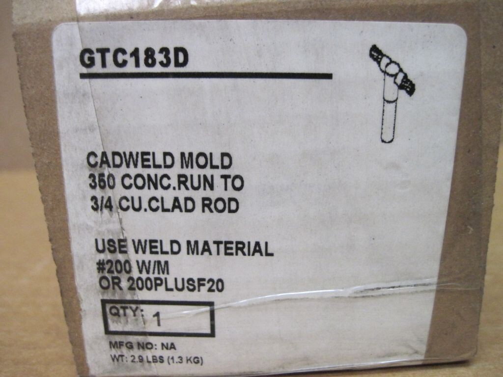 Nvent Erico Cadweld GTC183D Mold 350 Conc. Run to 3/4 CU Clad Rod