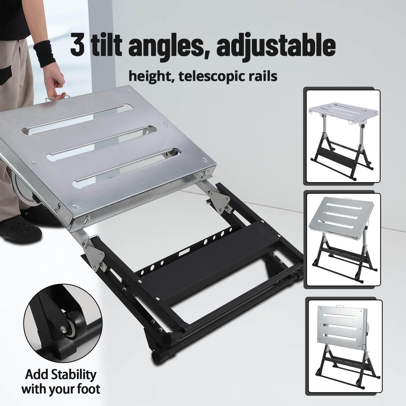 400/500/1000 LBS Foldable Welding Table W/Adjustable Height for Garage Repairs