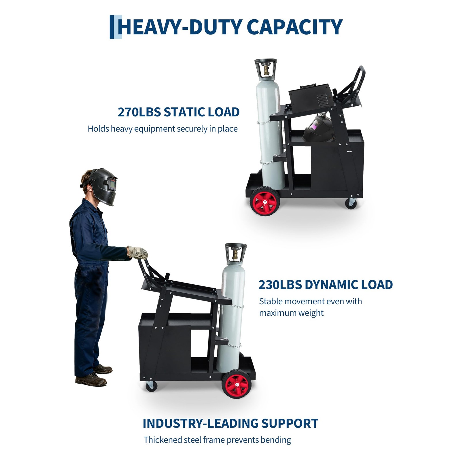 Welding Cart w/4 Drawers Utility Cart on Wheels for MIG TIG Welder Plasma Cutter