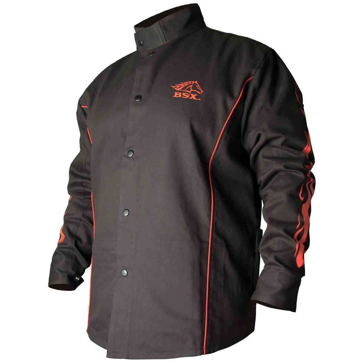 Black Stallion BX9C BSX Contoured FR Cotton Welding Jacket Black/Flames 4XL