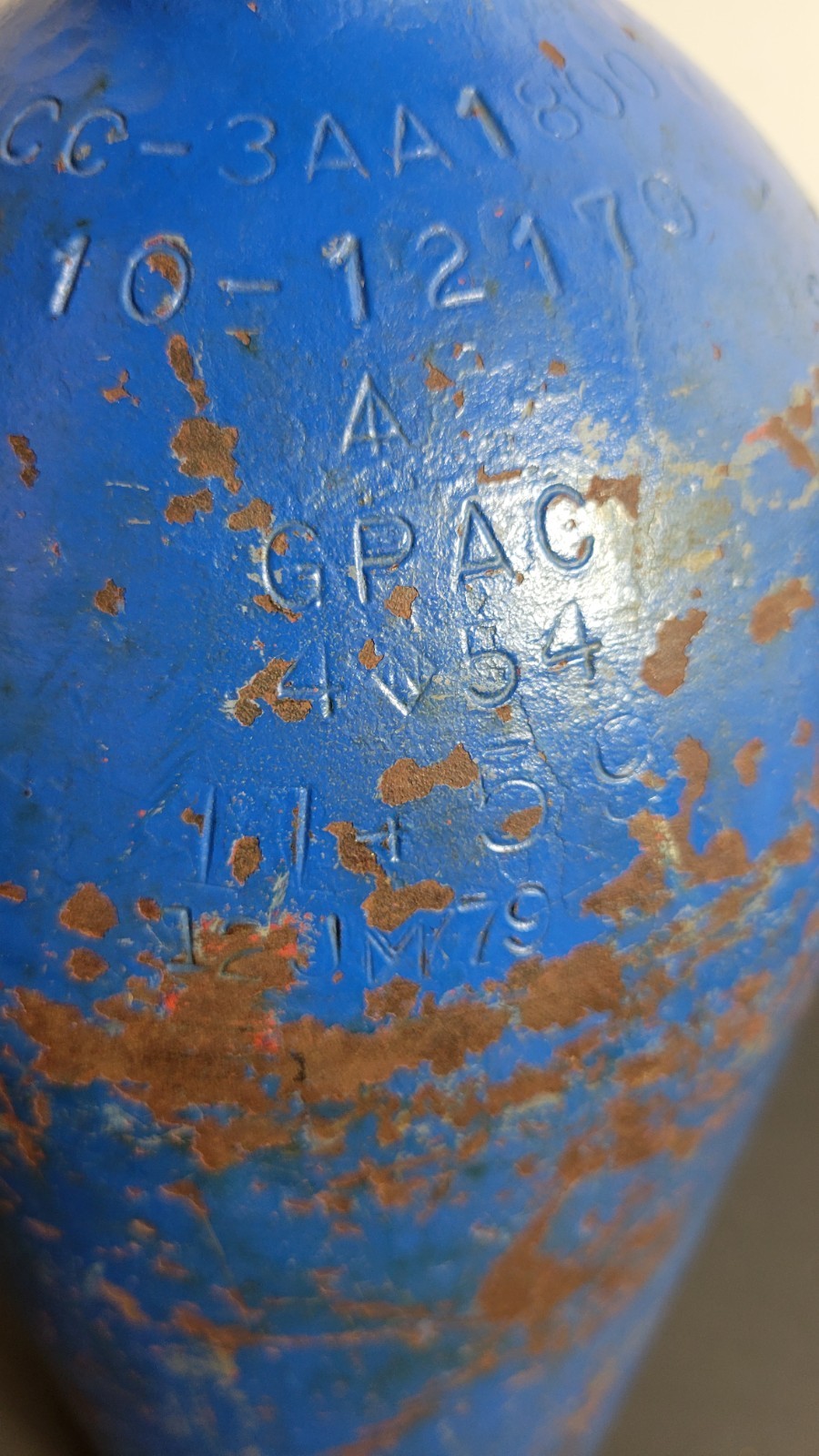 Empty Steel Gas Cylinder Tank Blue 24″ DOT-3AA1800 ICC Vintage Sherwood Valve…
