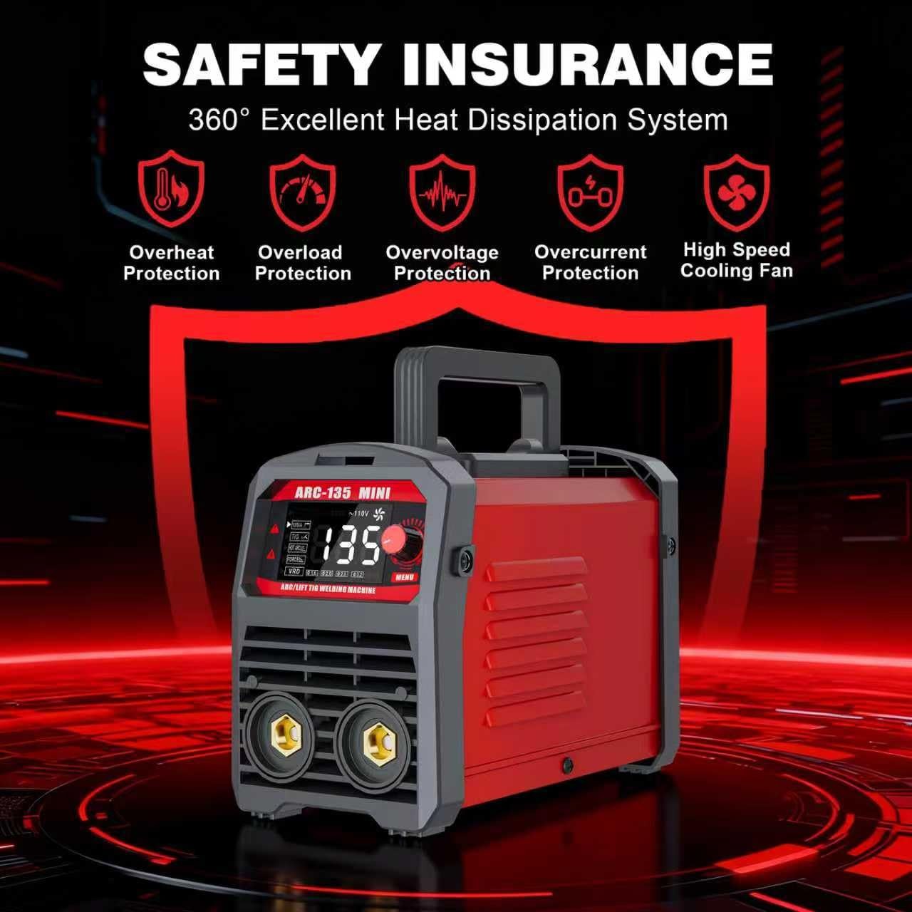 RCJNPX 110V 2-in-1 Stick Welder & Lift TIG,Portable Welding ARC 135, Red