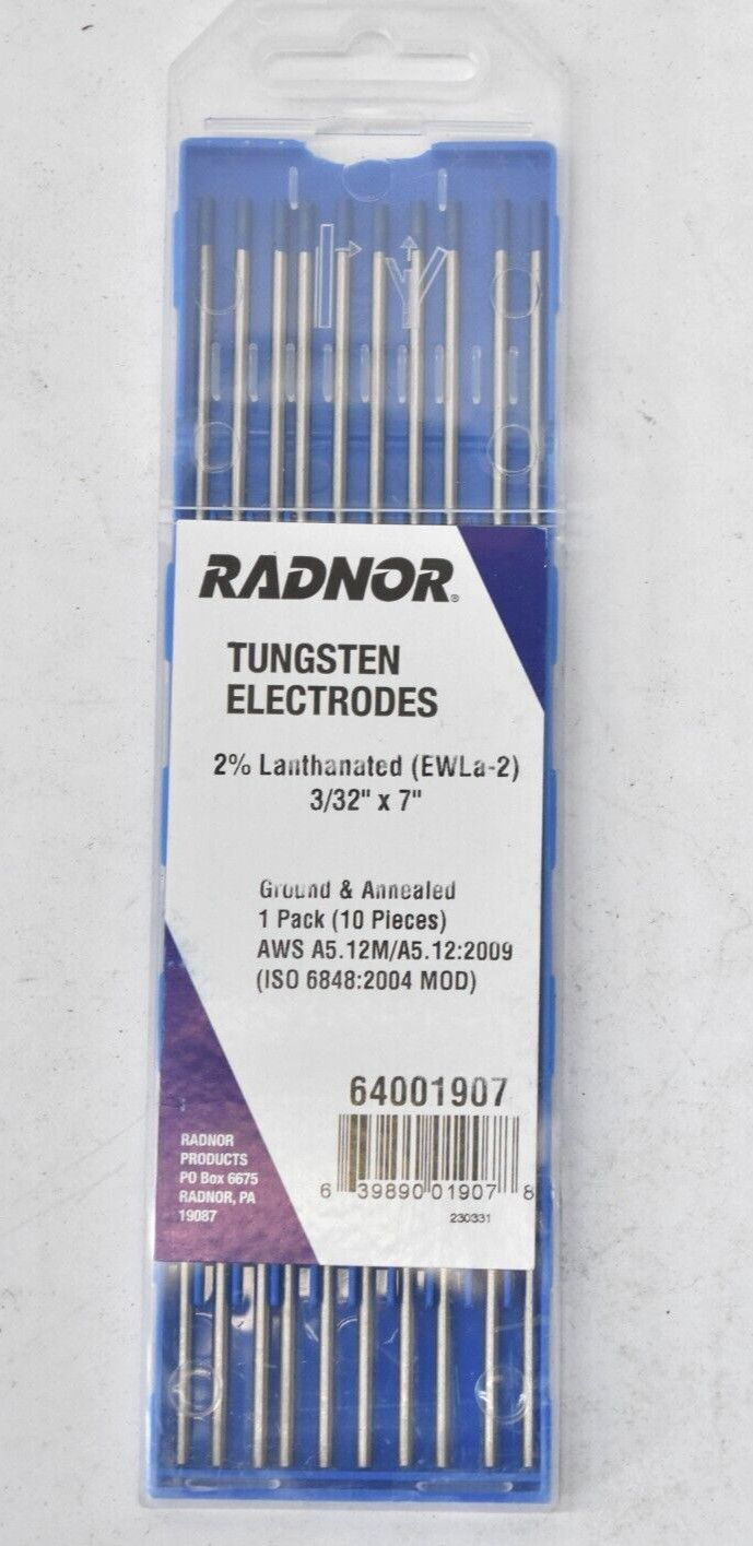 Radnor Electrodes Ground 2% Lanthanated Tungsten 10 Pack 3/32″ x 7″ 64001907