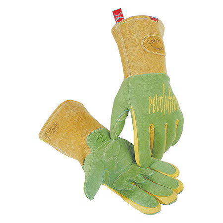 Caiman 1816-6 1816 Welding Gloves, Gauntlet Cuff, Wing Thumb, Premium Deerskin,