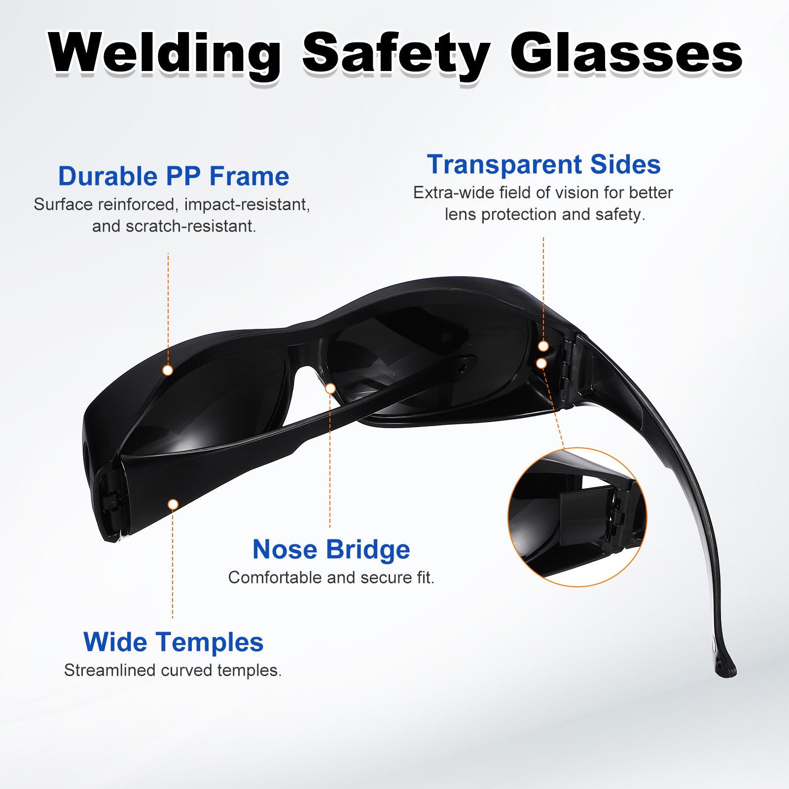 Welding Safety Glasses IR Shade 9 Protective Glasses Wrap-Around Lens with Box