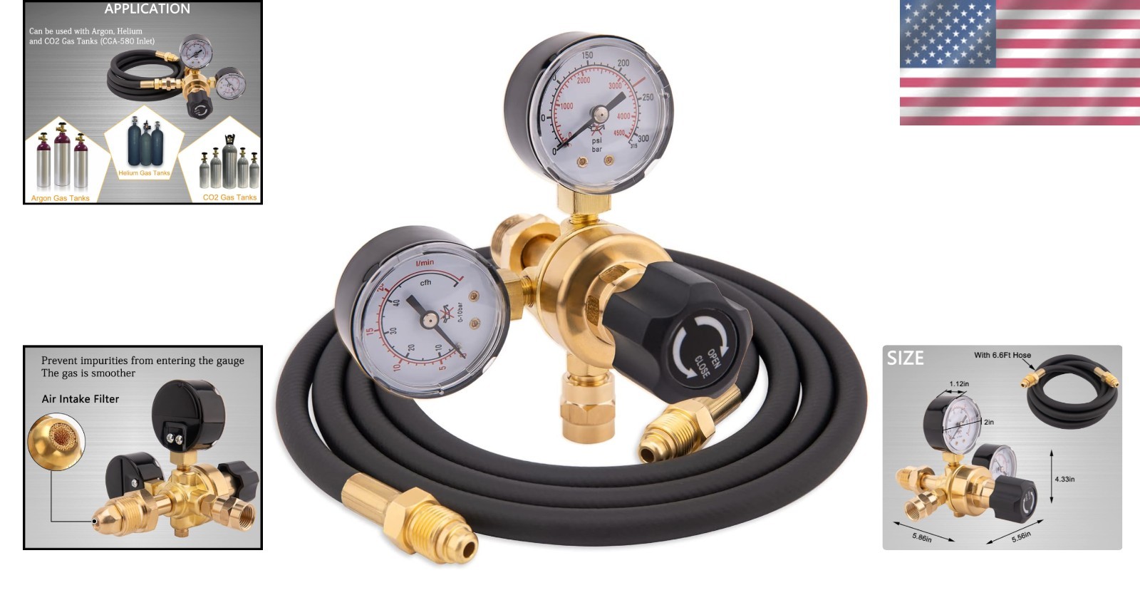 Universal Gas Welding Regulator with 6.6Ft Hose