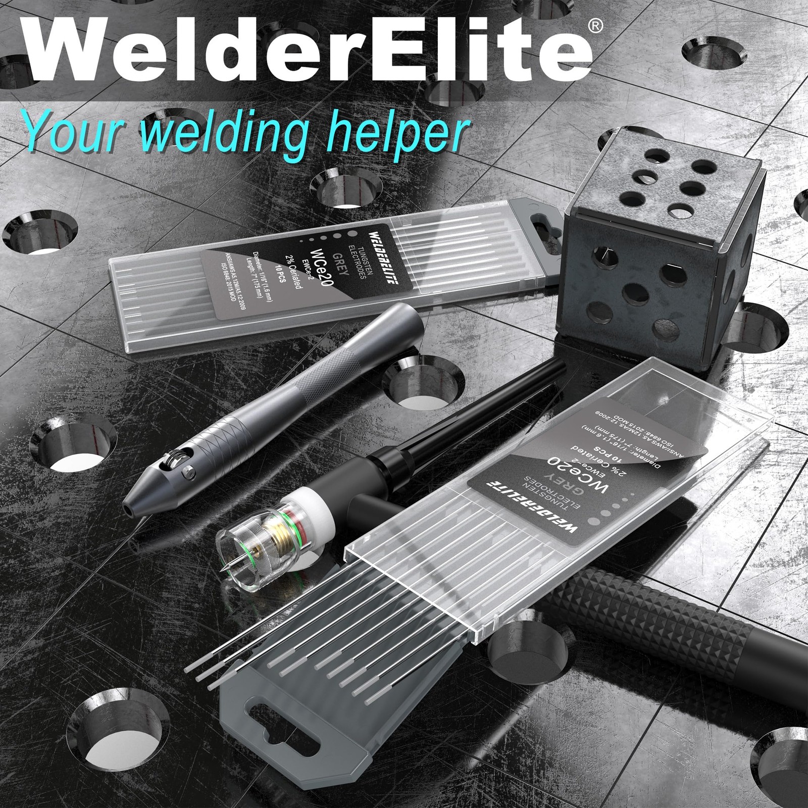 WelderElite TIG Welding Tungsten Electrode 10 Pack 1/16″ × 7″ (Gray – 2% Ceri…