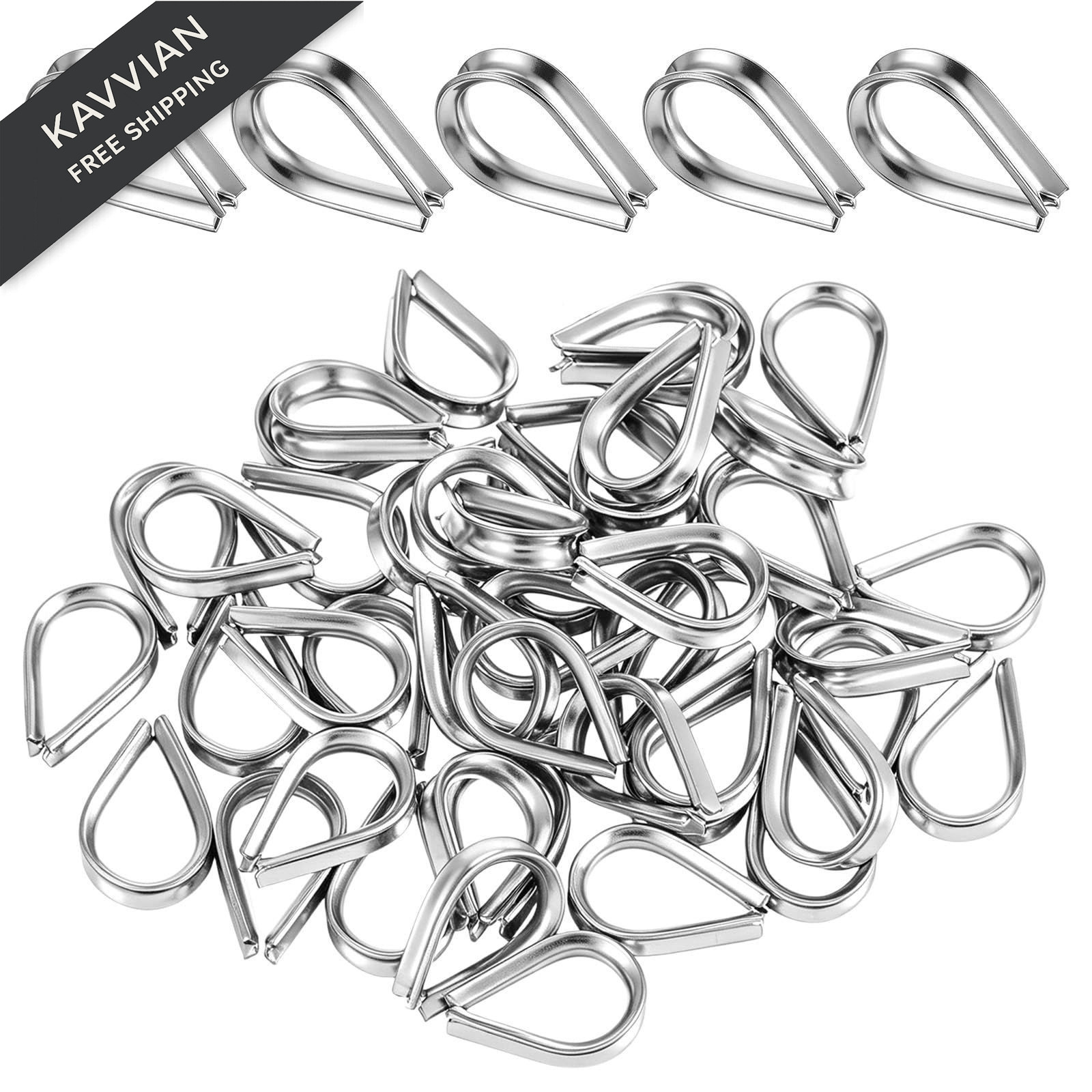 Wire Rope Thimbles 50pcs 1/16″ M2 Stainless Steel M2, silver
