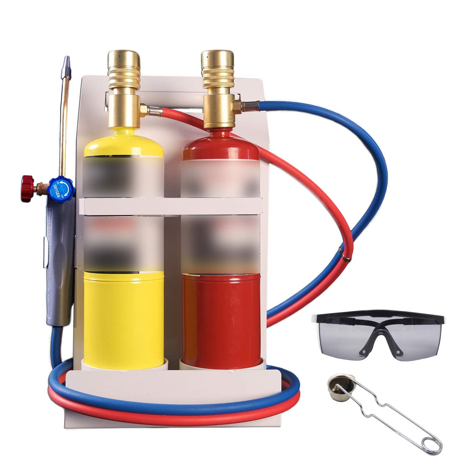 Cybring Oxygen Mapp Torch Kit Pressure Meter Tank Support Glasses And Flint