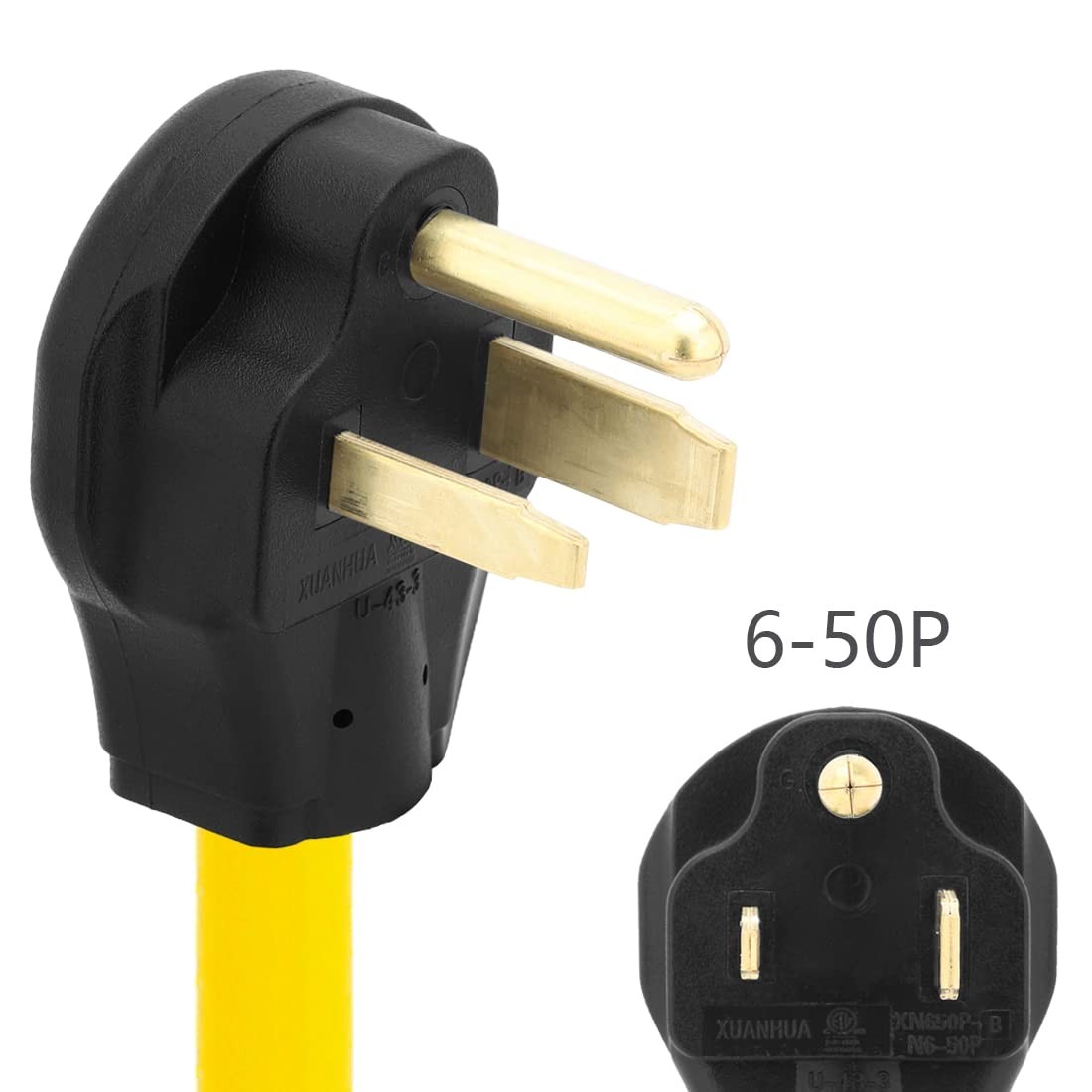 1Ft NEMA 6-50P to 10-30R STW 10AWG Welder Dryer Adapter Cord Yellow+Black
