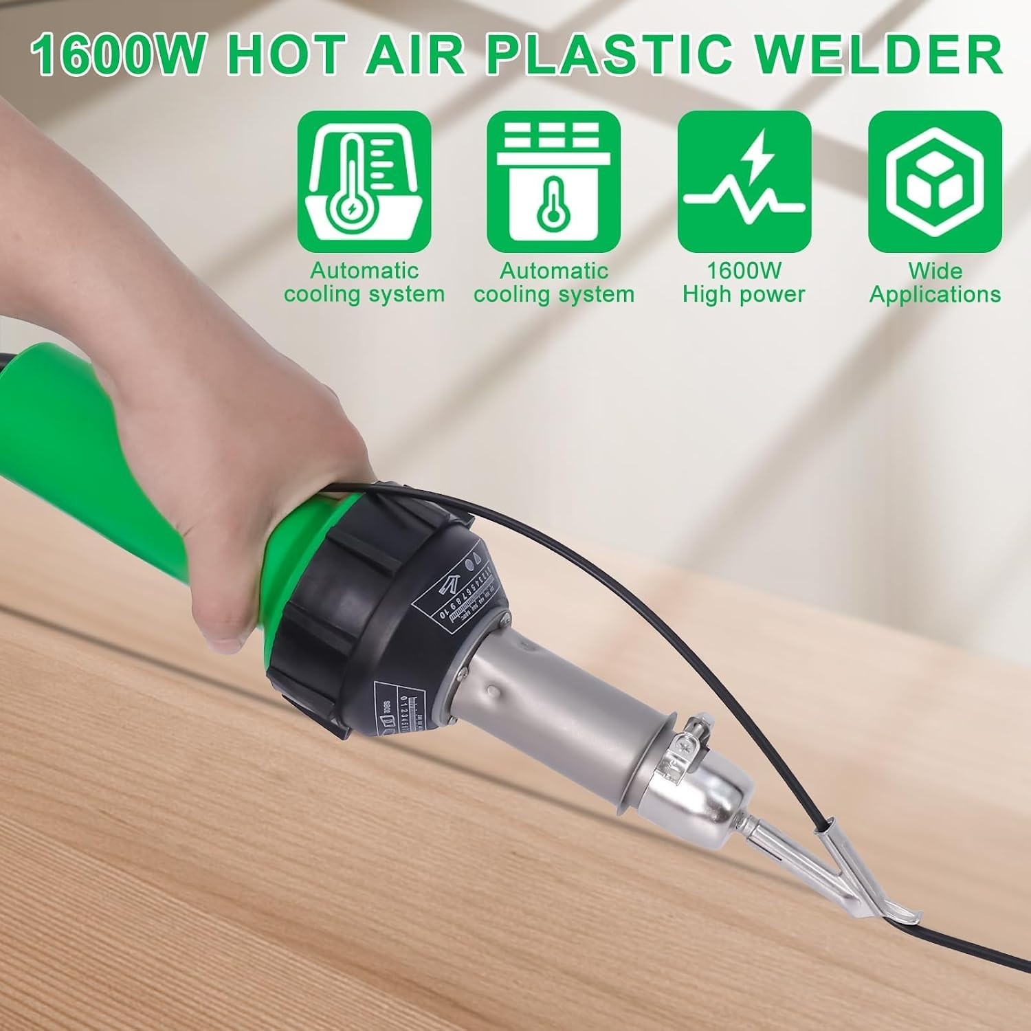 Versatile 1600W Hot Air Welding Kit with Multiple Nozzles for Home Repair