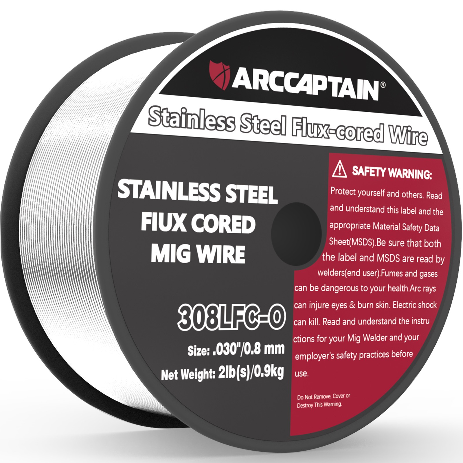 ARCCAPTAIN Flux Core MIG Welding Wire E308LFC-O .030″ 2lb Stainless Steel Wire🔥