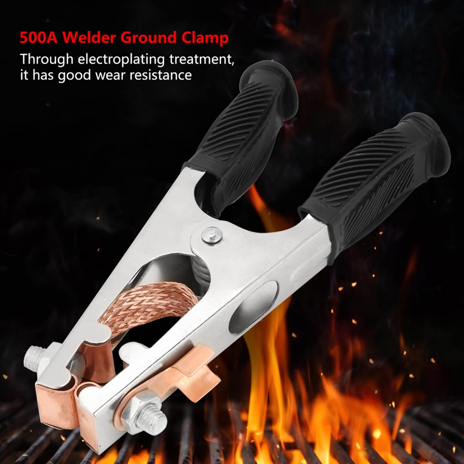 “500A Electroplated Welding Ground Clamp, Copper Earth Clip for Manual Welders”