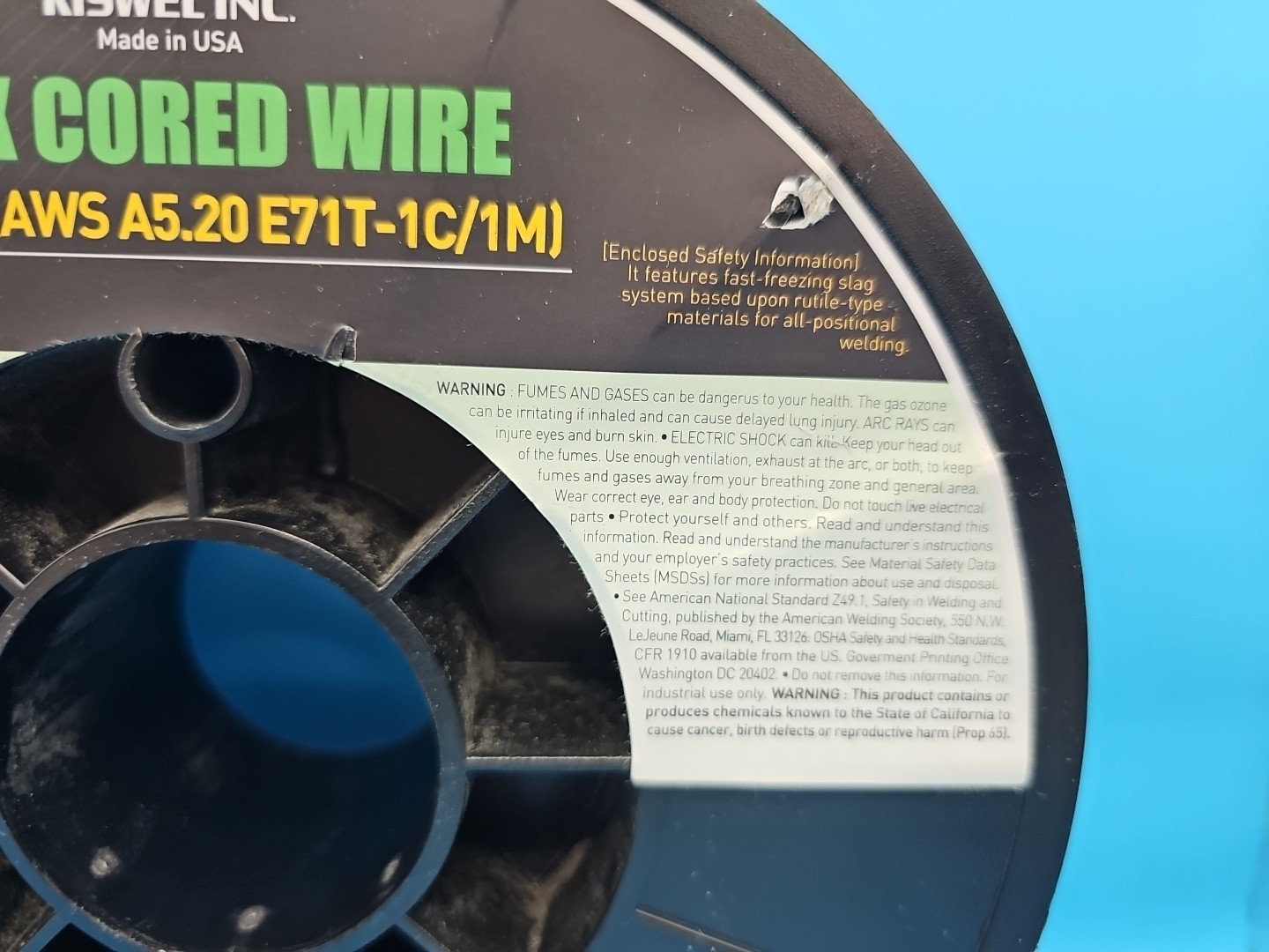 Kiswel K-71TM USA Made Flux Cored Welding Wire 0.035in 10lb Spool AWS E71T-1C/1M