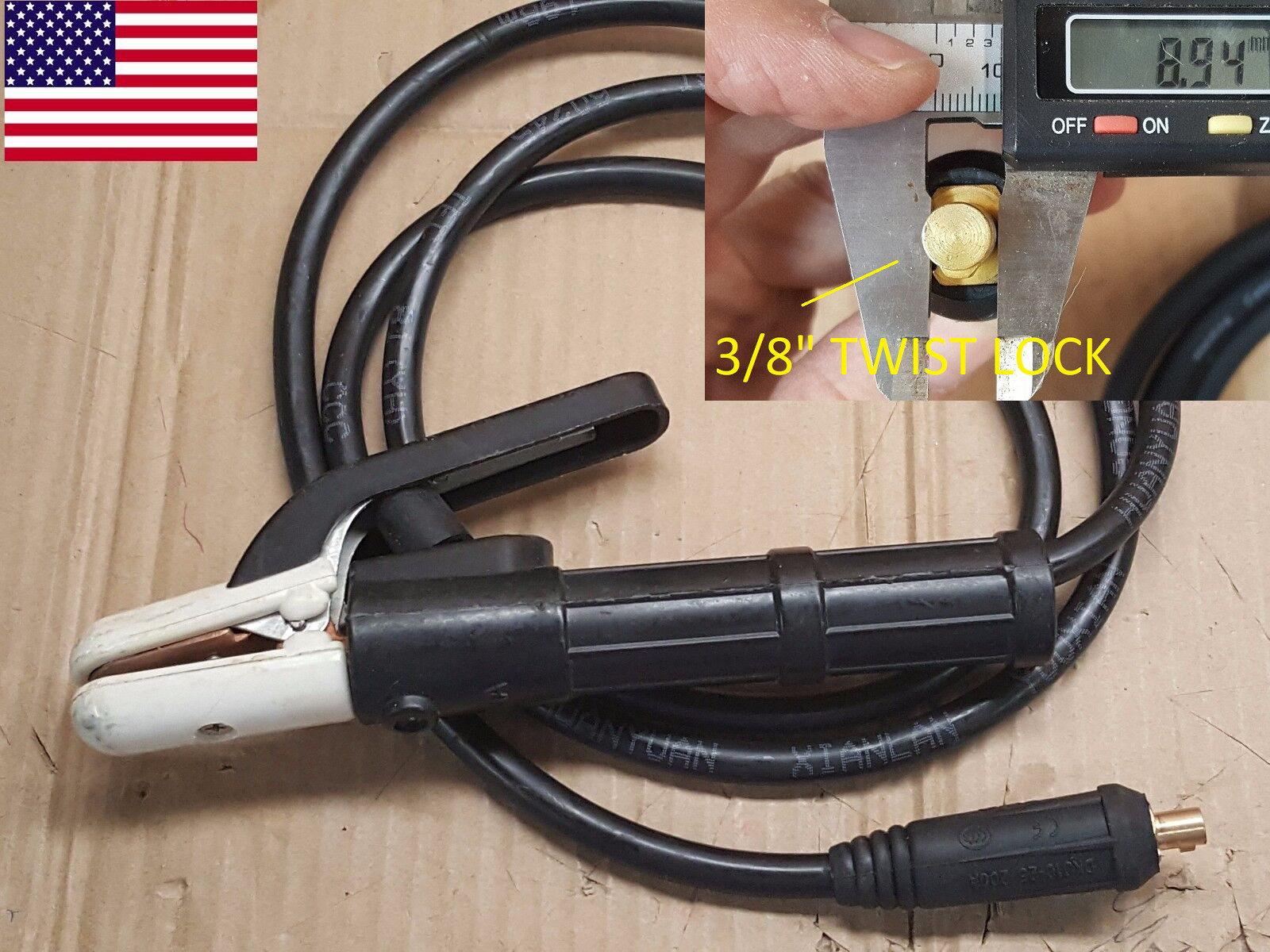 200A Welding Rod Stinger Electrode Holder + 6 Foot 2m Cable + 10-25 Twist Lock