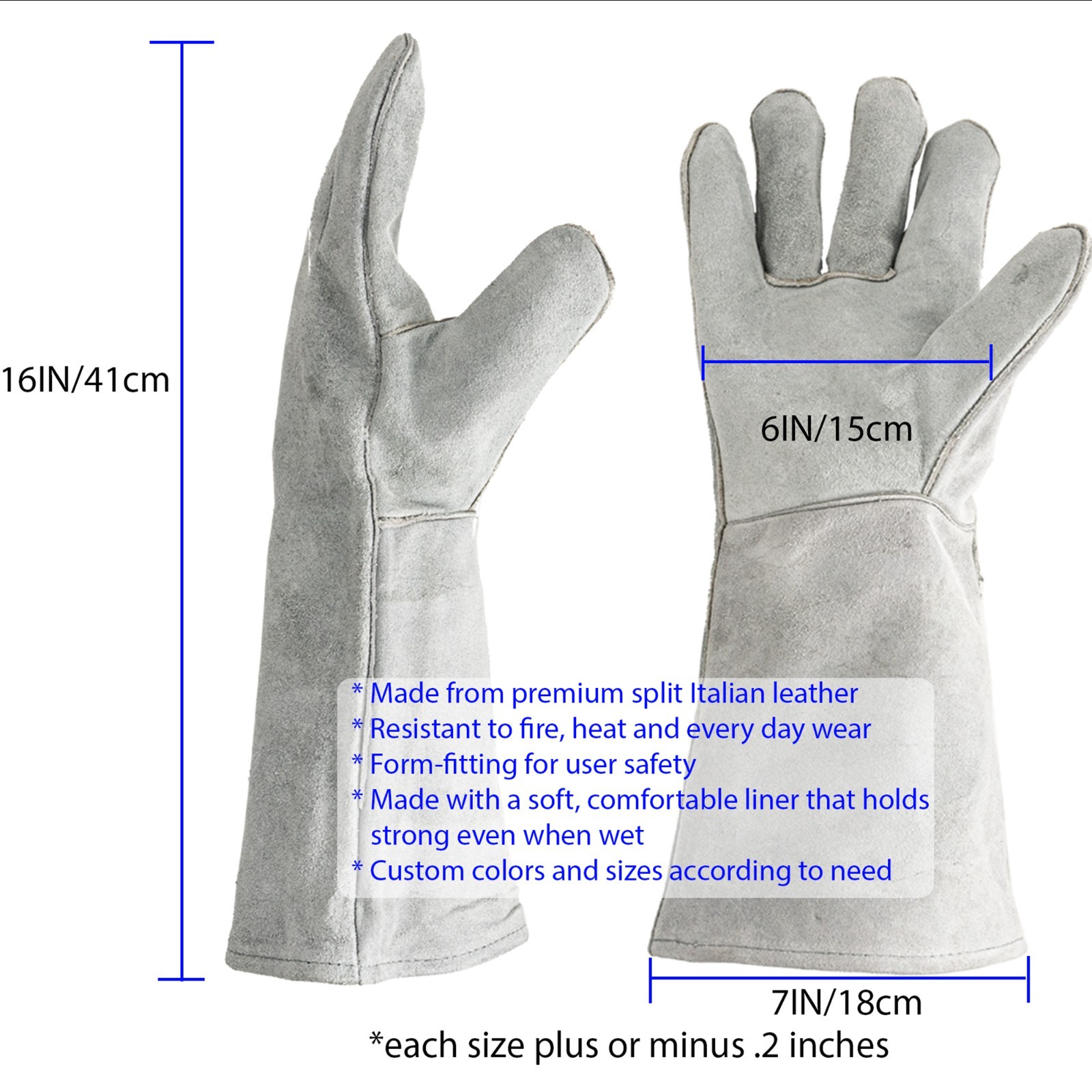 16 inc Premium Leather Welding Glove Heat Resistant Safety Work Heavy Duty Large