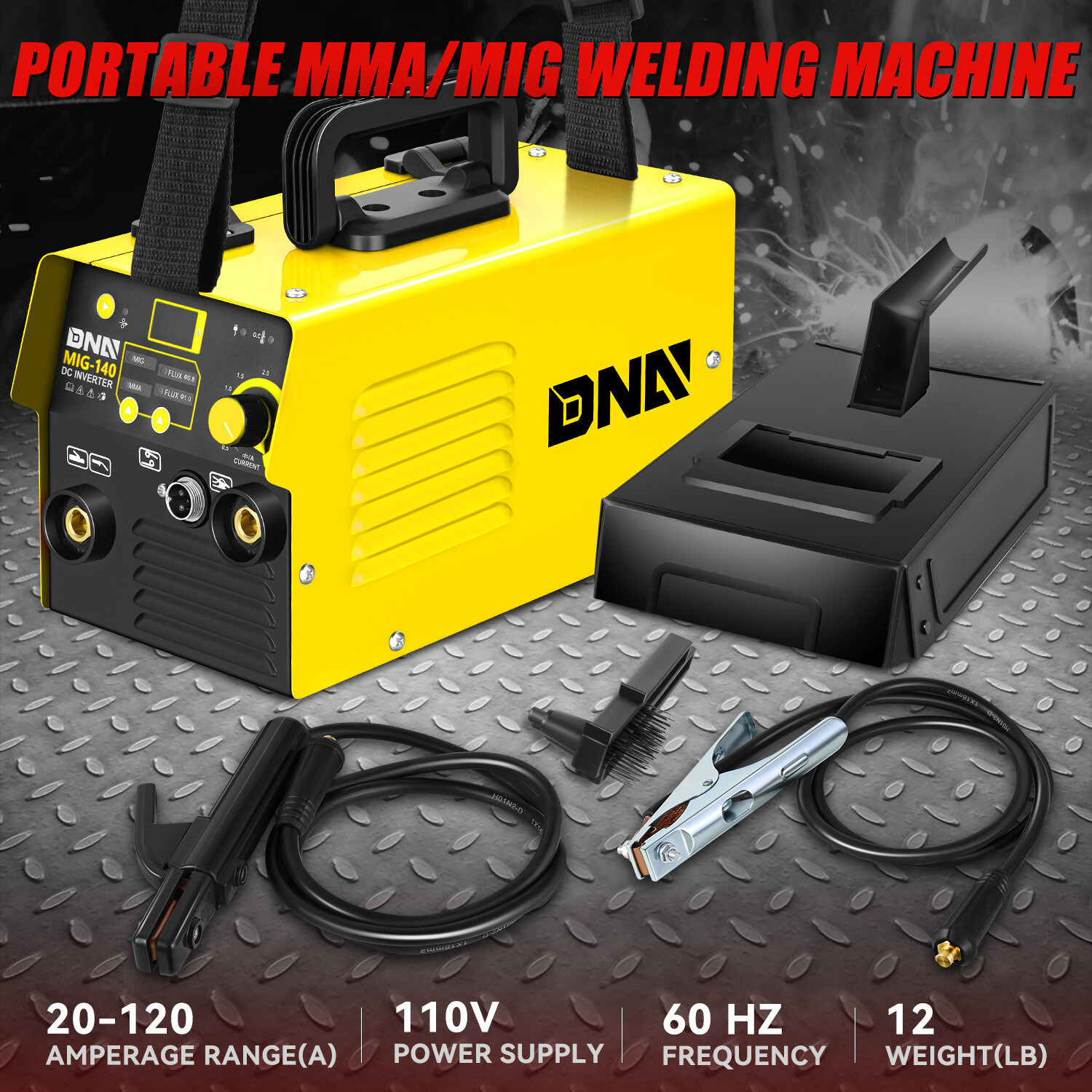 [2-in-1]Yellow MMA/Flux MIG Welding Machine 110V 120A Stick Welder IGBT Inverter