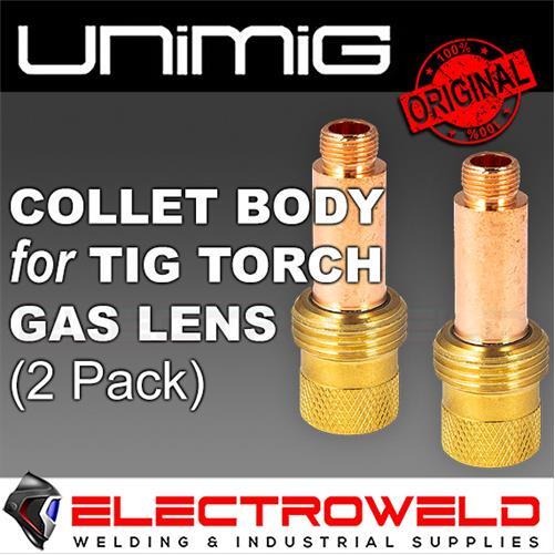 2x UNIMIG 9 17 26 TIG Torch Gas Lens Collet Body, 1.6mm 2.4mm 3.2mm, 17V 26V Gun