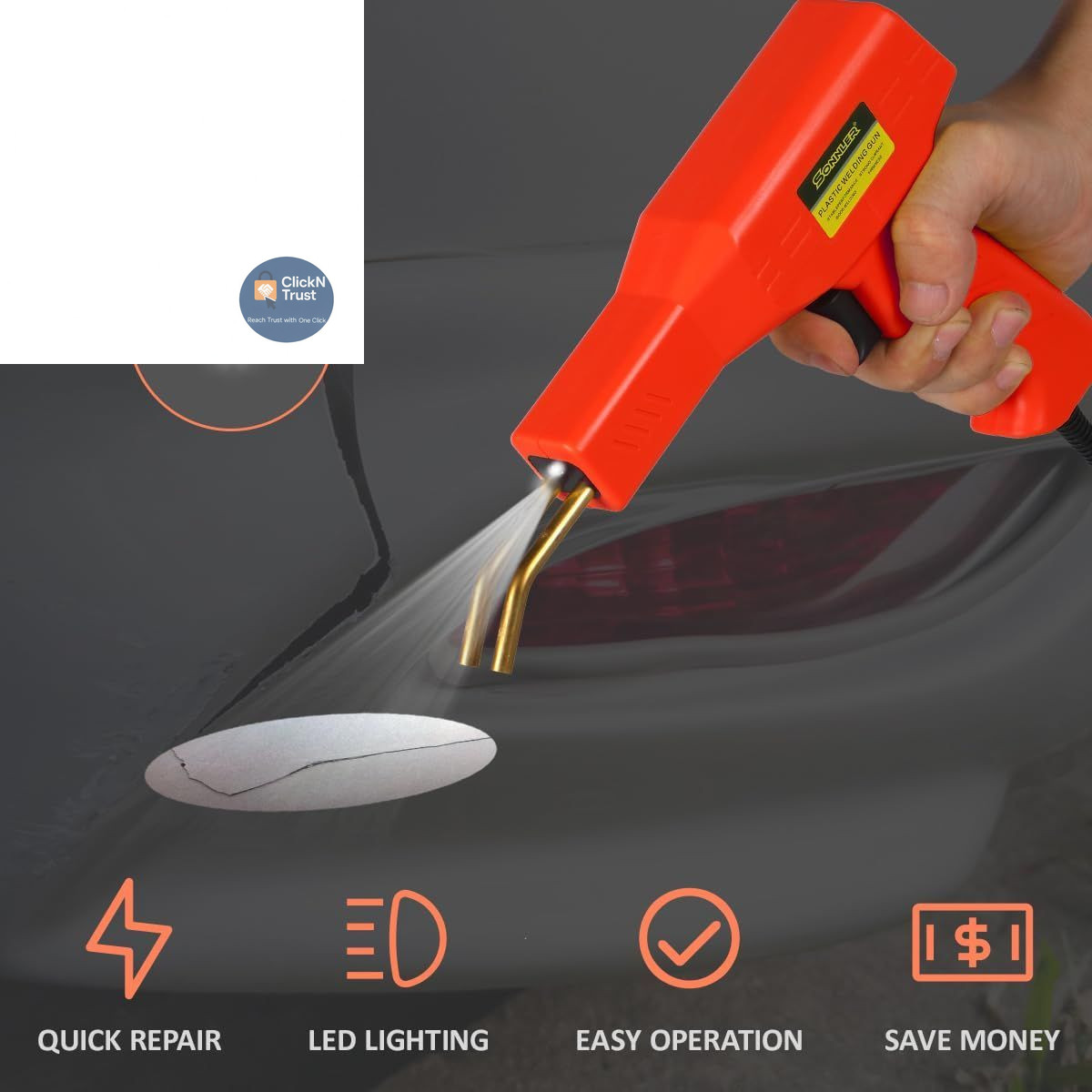 Plastic Welder Kit, 800 PCS Hot Stapler Repair Kit For Car Deep Red