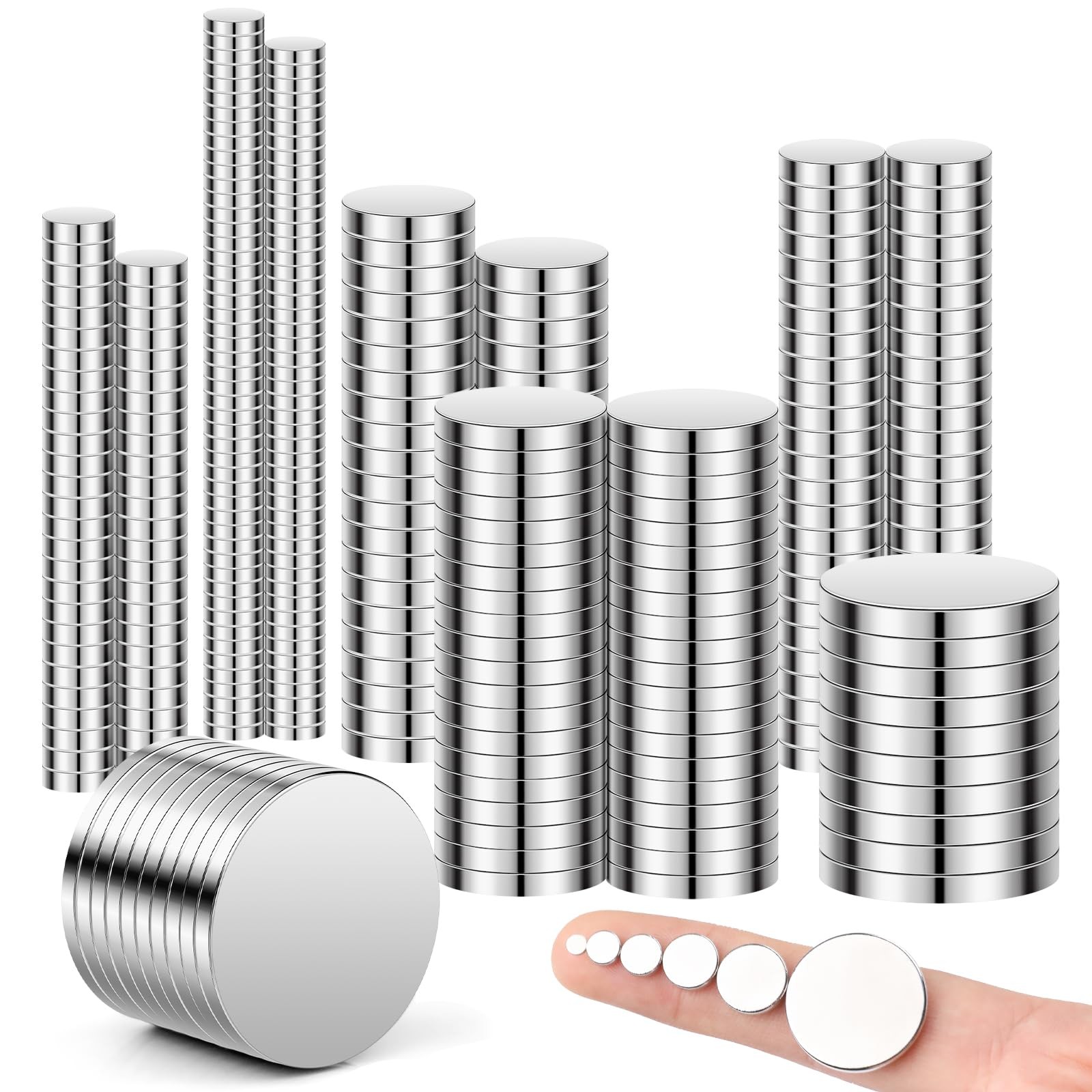 300Pcs Small Magnets, 7 Different Size, Refrigerator Magnet Rare Mix-300P