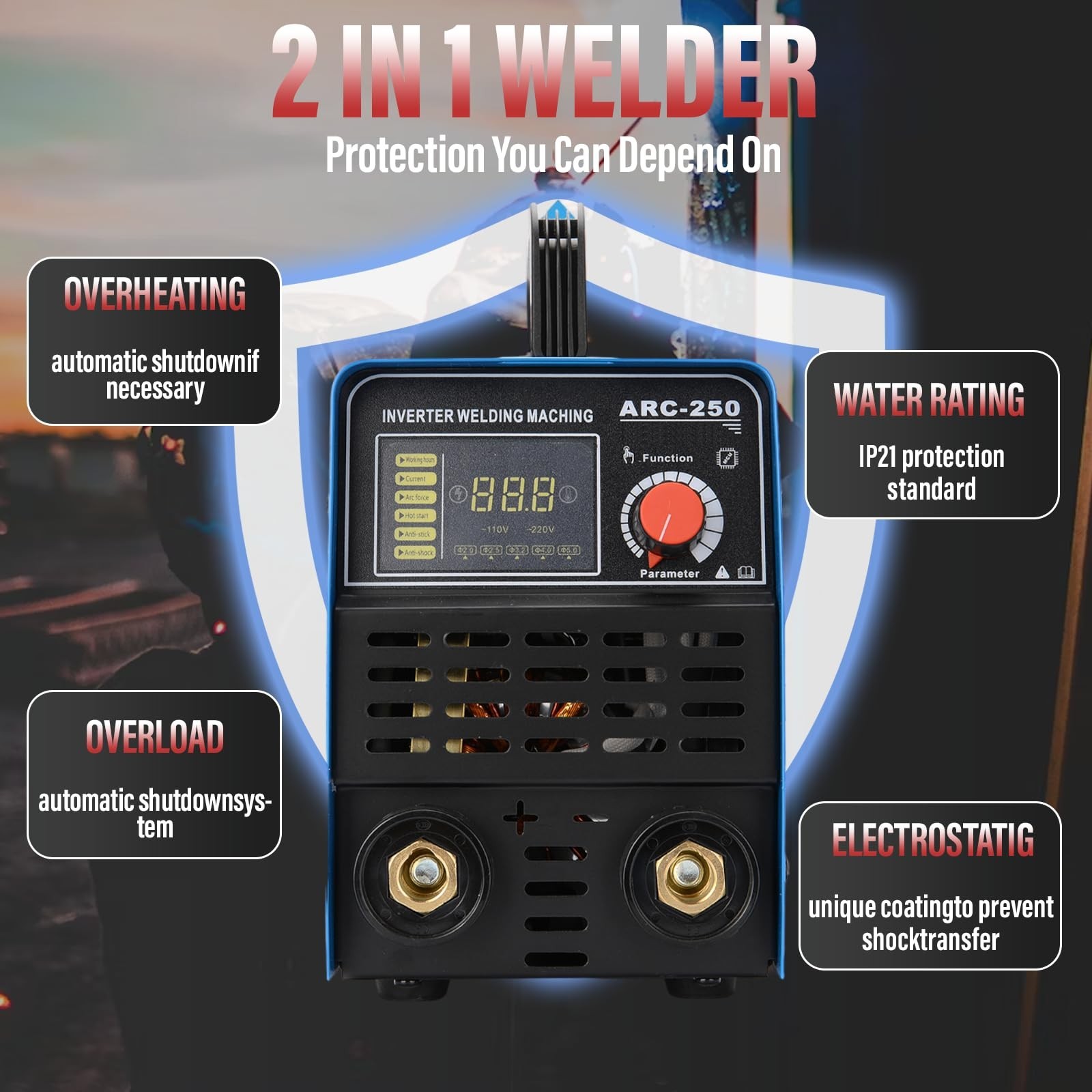 250A 110/220V Stick Welder,ARC/Lift TIG Welding Machine with Synergic Control…