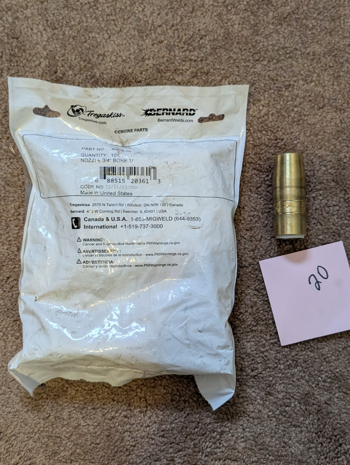 NEW 9 Pack of Tregaskiss 401-8-75 SD Air Cooled Nozzle Free Shipping (A1)