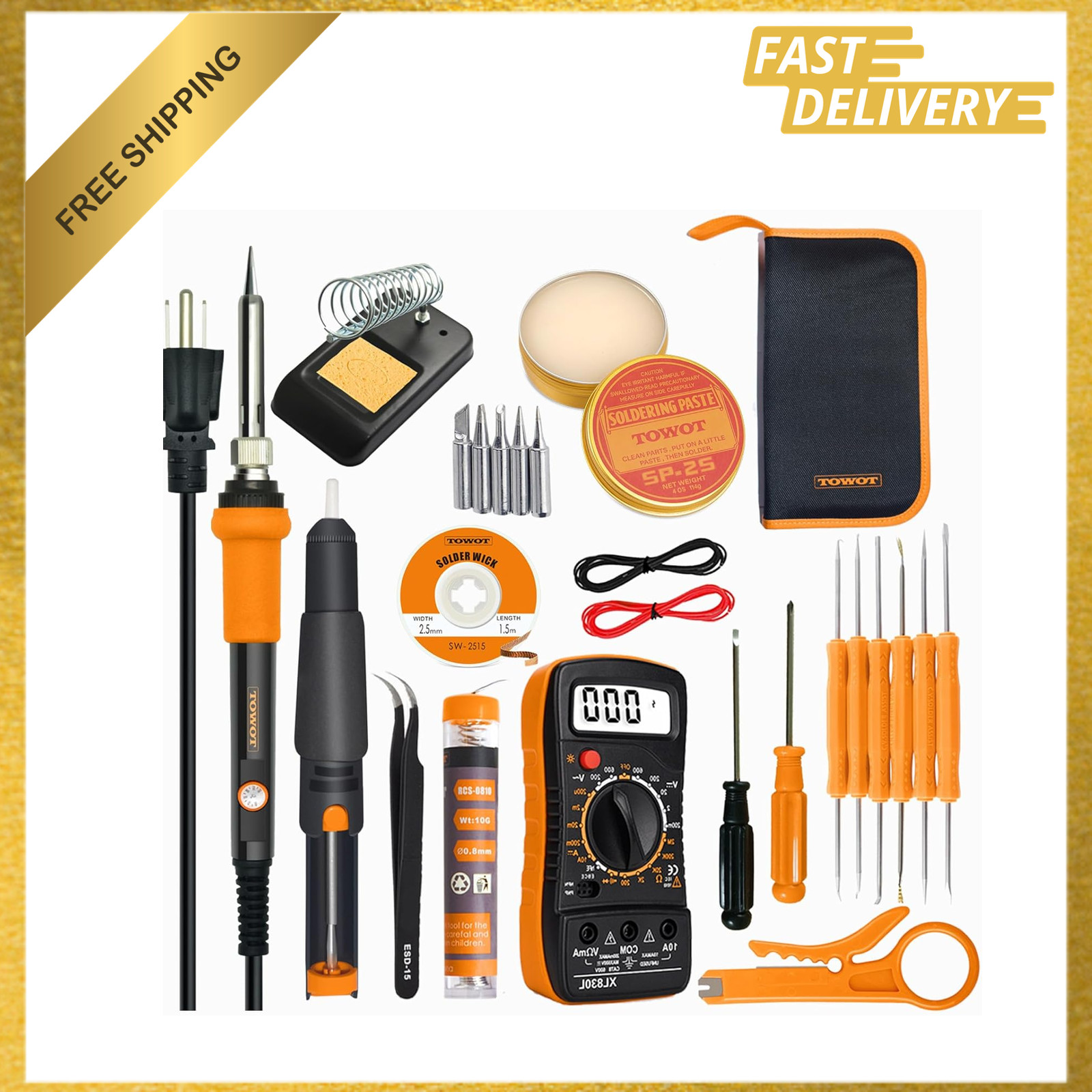 Electronic Soldering Iron Kit 60W Adjustable Temperature Desoldering Pump Wire