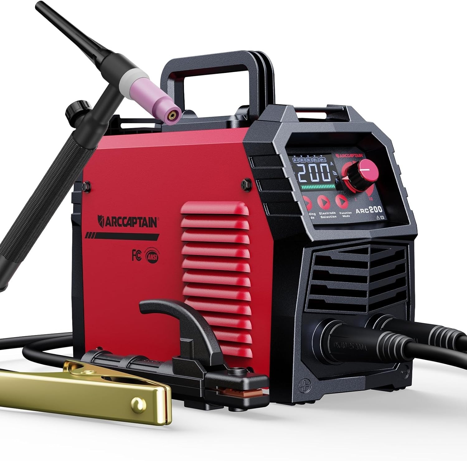ARCCAPTAIN 200A Stick/Lift TIG Welder with Torch, [Large LED Display] 110V/220V