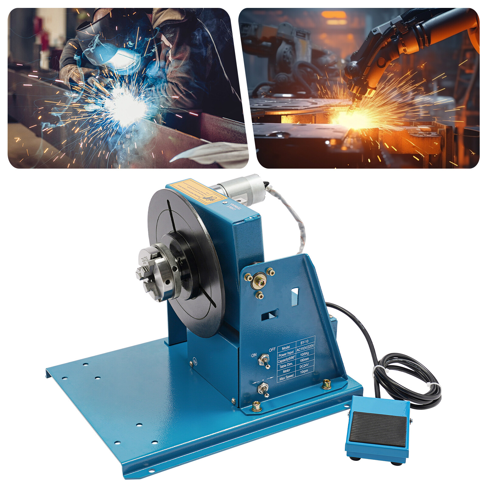 10KG Rotary Welding Positioner 0-90° Positioning Turntable Table 1-10RPM