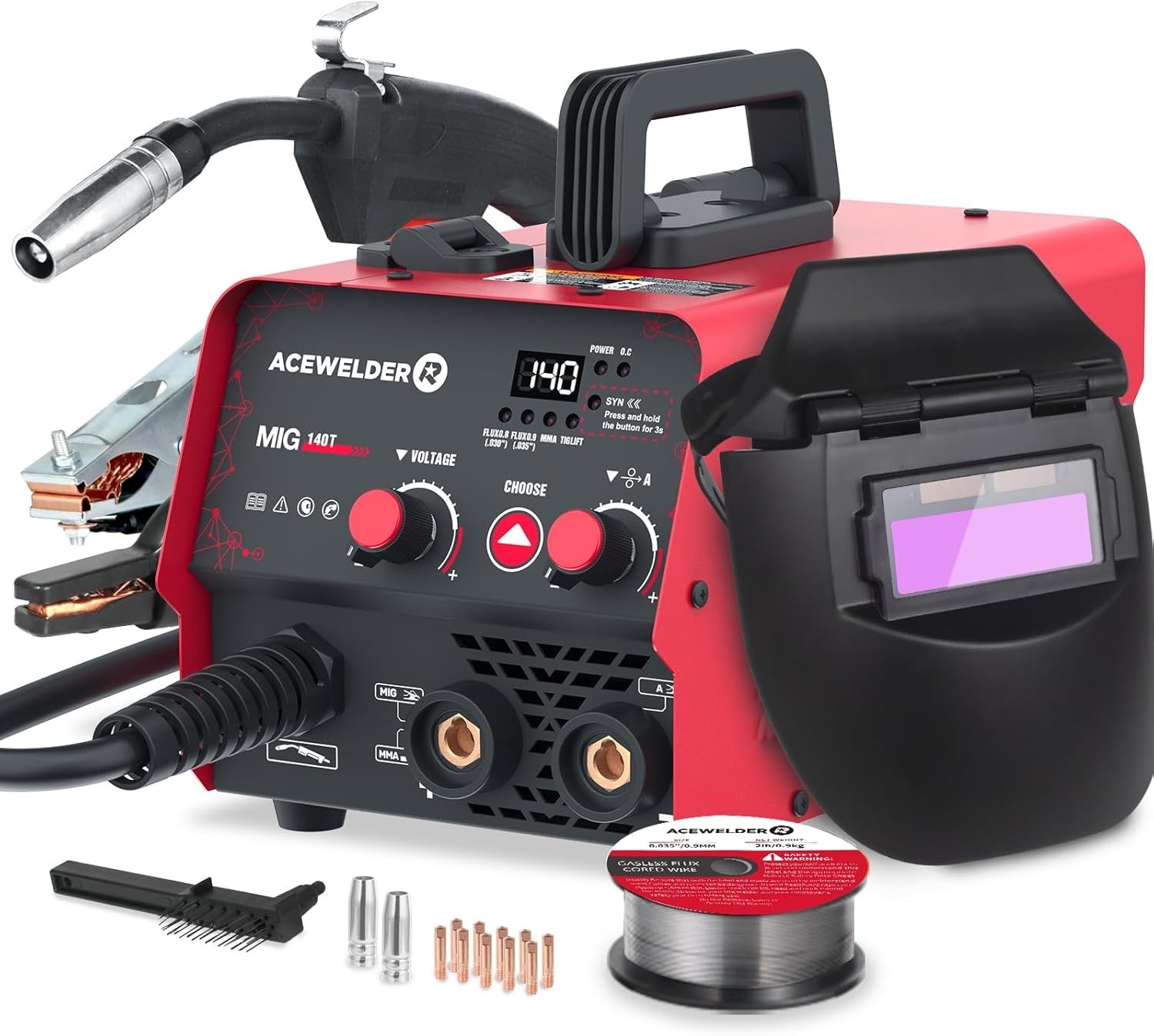 3 IN 1 Welder 140A Gasless Flux MIG/Lift Tig/Stick Welding Machine 110V Inverter