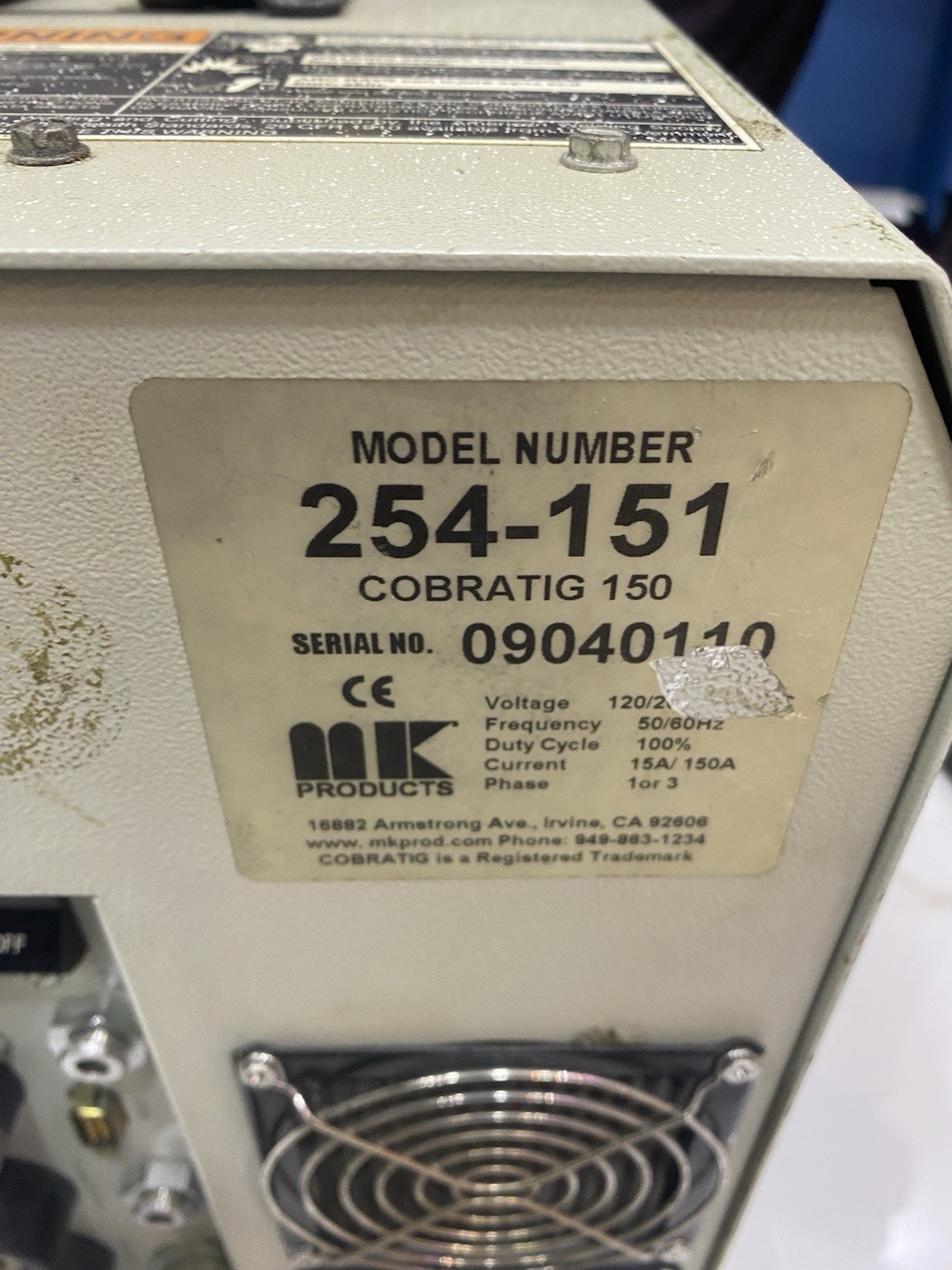 MK Products CobraTig 150 Orbital Welder 254-151,cobra cooler+cooperhead weldhead