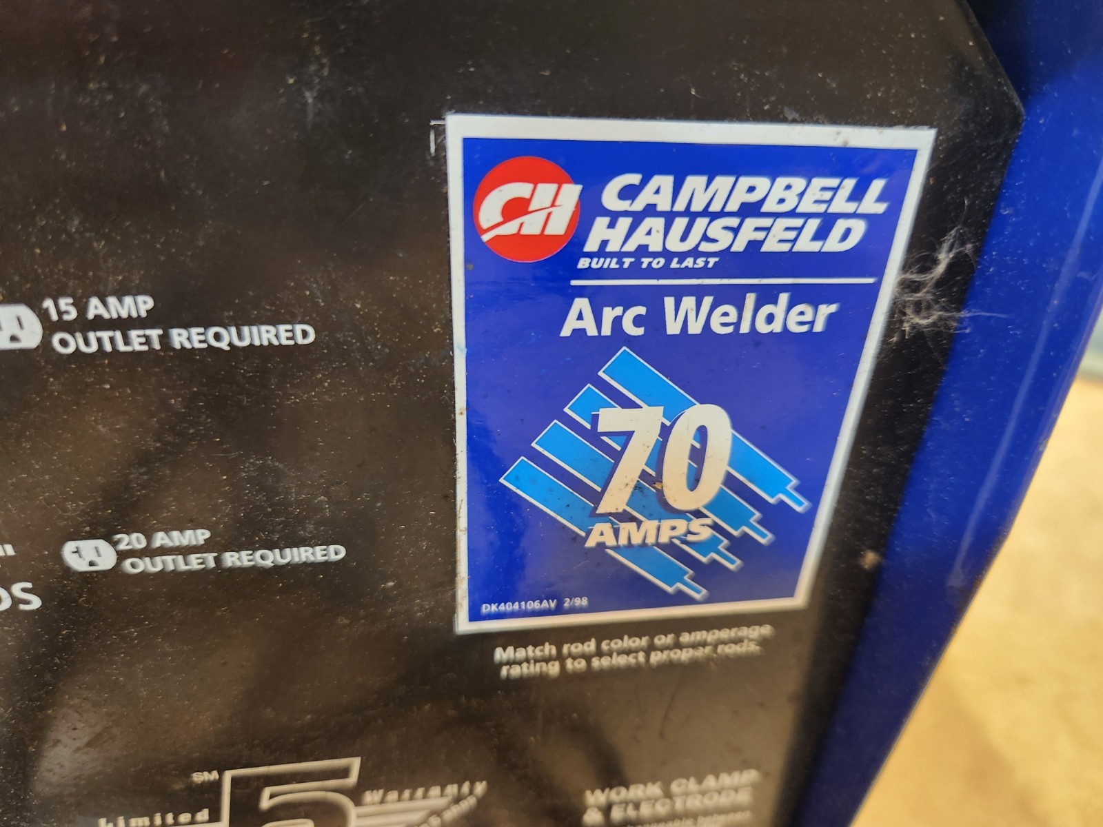 Campbell Hausfeld portable 110v Metal Arc Welder 70 Amp – Used Untested Power On