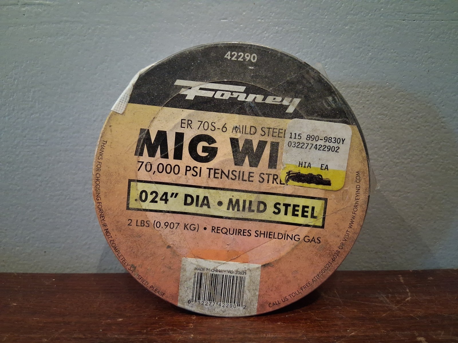 Forney ER70S-6 Mig Welding Wire .024 Mild Steel for Shielding Gas 2 lb