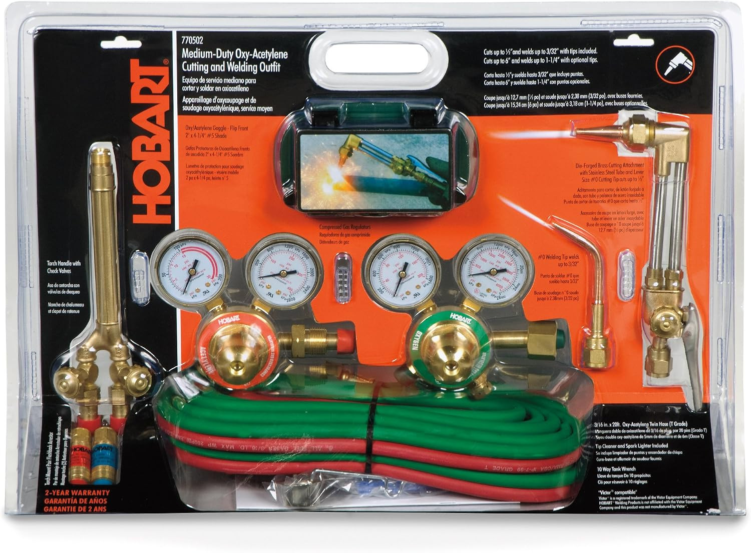 770502 Medium-Duty Oxy-Acetylene Cutting & Welding Torch Kit | Forged Brass Hand