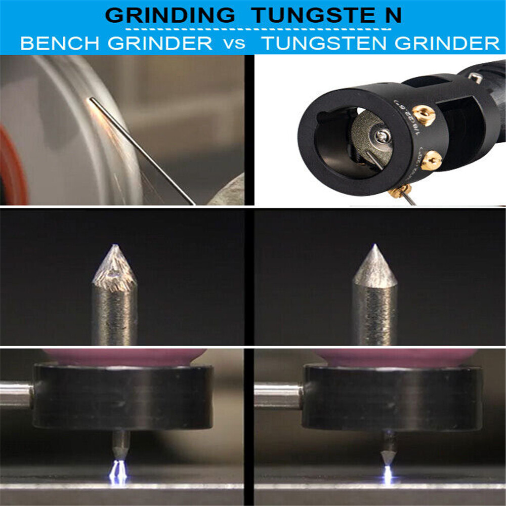 TIG Welding Tungsten Sharpener Grinder Multi-Angle 4 Guides Offsets Head Tool.