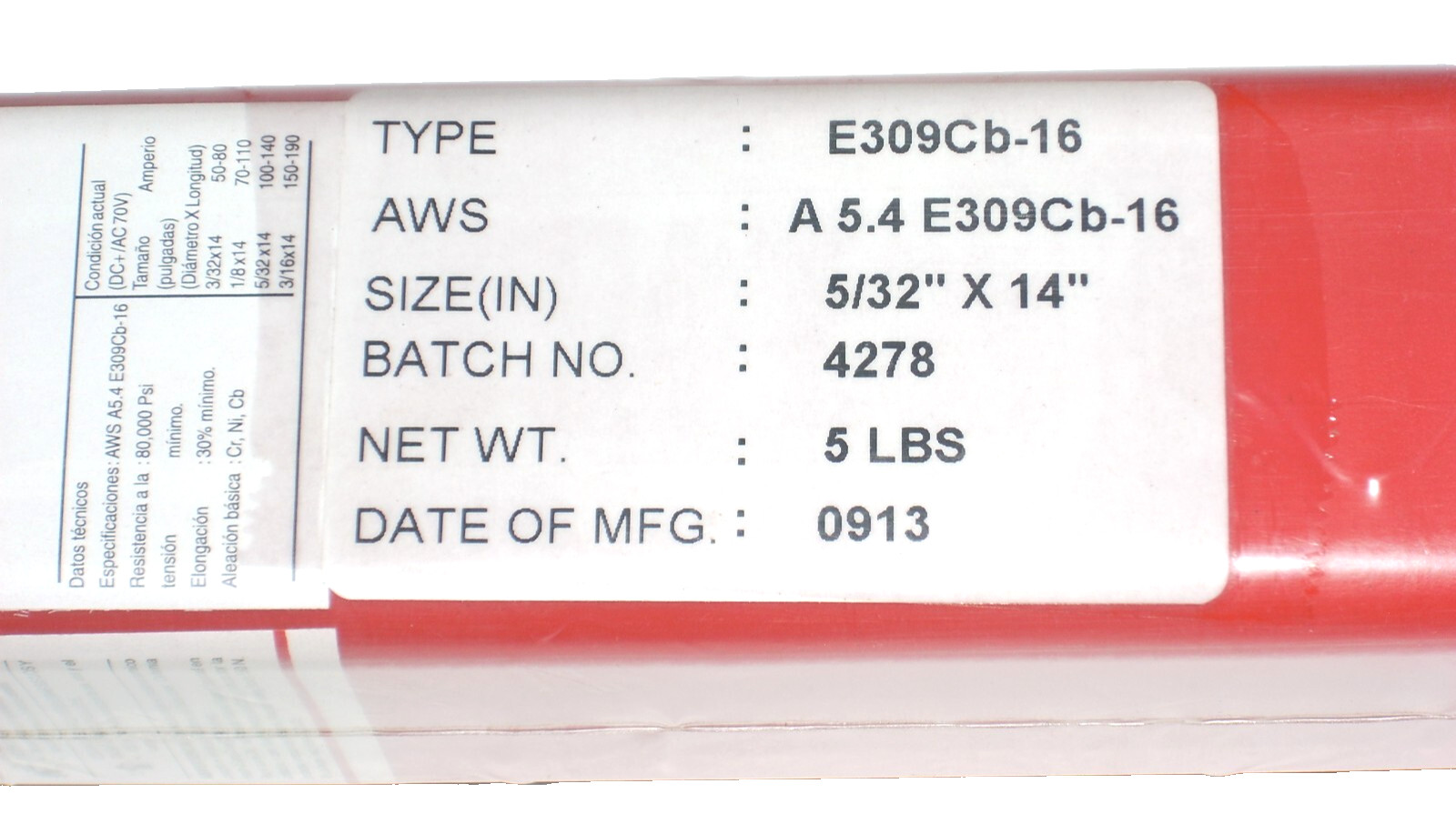 Westward E309Cb-16 Stainless Steel Welding Rods 5/32 x 14 in Electrodes – 5 lb